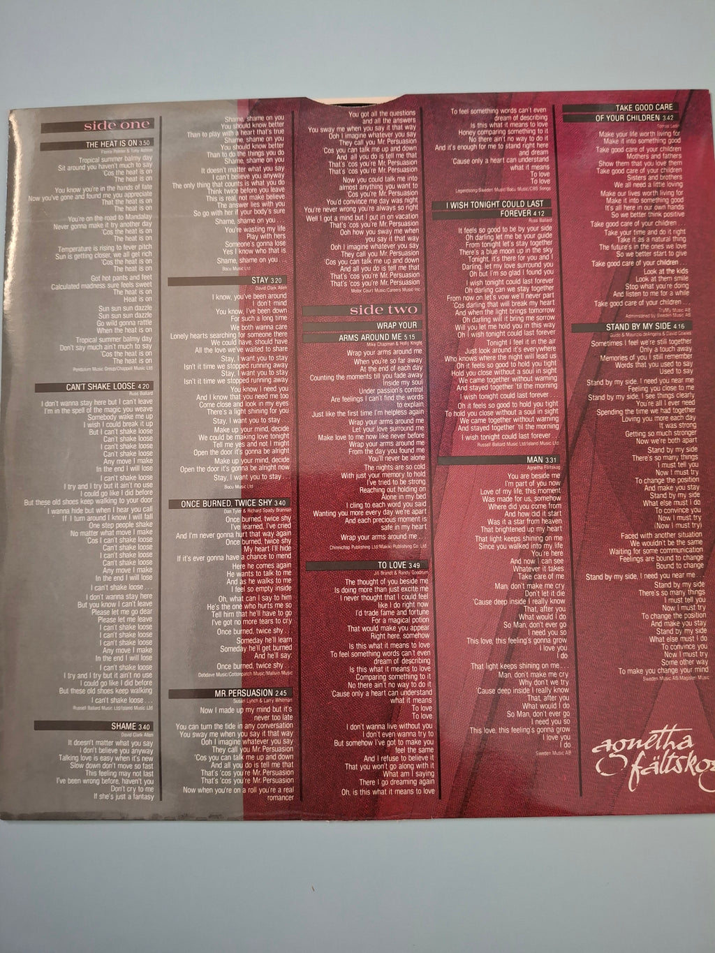 Agnetha Fältskog (ABBA) - Wrap Your Arms Around Me (1983) Vinyl LP - Rare French Vogue Pressing with Unique Tracklist Order (540049)