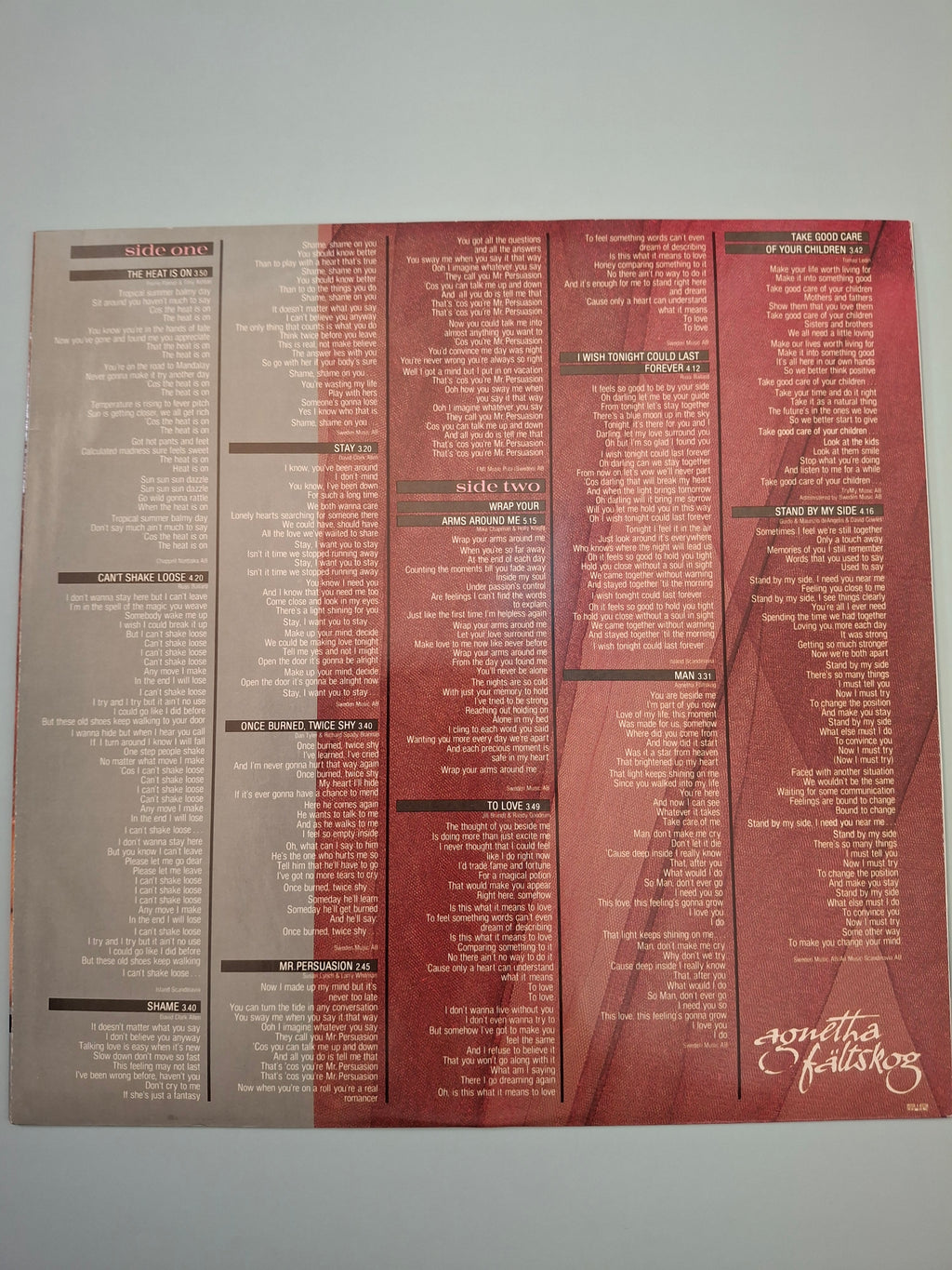 Agnetha Fältskog (of ABBA) – Wrap Your Arms Around Me Vintage Vinyl LP (Original 1983 Swedish Pressing, Polar POLS 365) – Very Good Condition