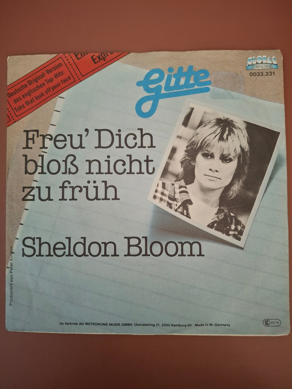 Gitte - Freu' Dich Bloß Nicht Zu Früh 7" Vinyl Single (Original 1980 German Import, Global Records 0033.231)