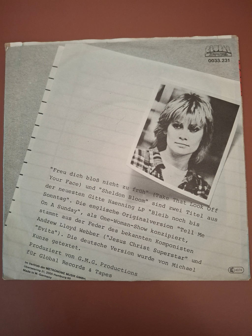 Gitte - Freu' Dich Bloß Nicht Zu Früh 7" Vinyl Single (Original 1980 German Import, Global Records 0033.231)
