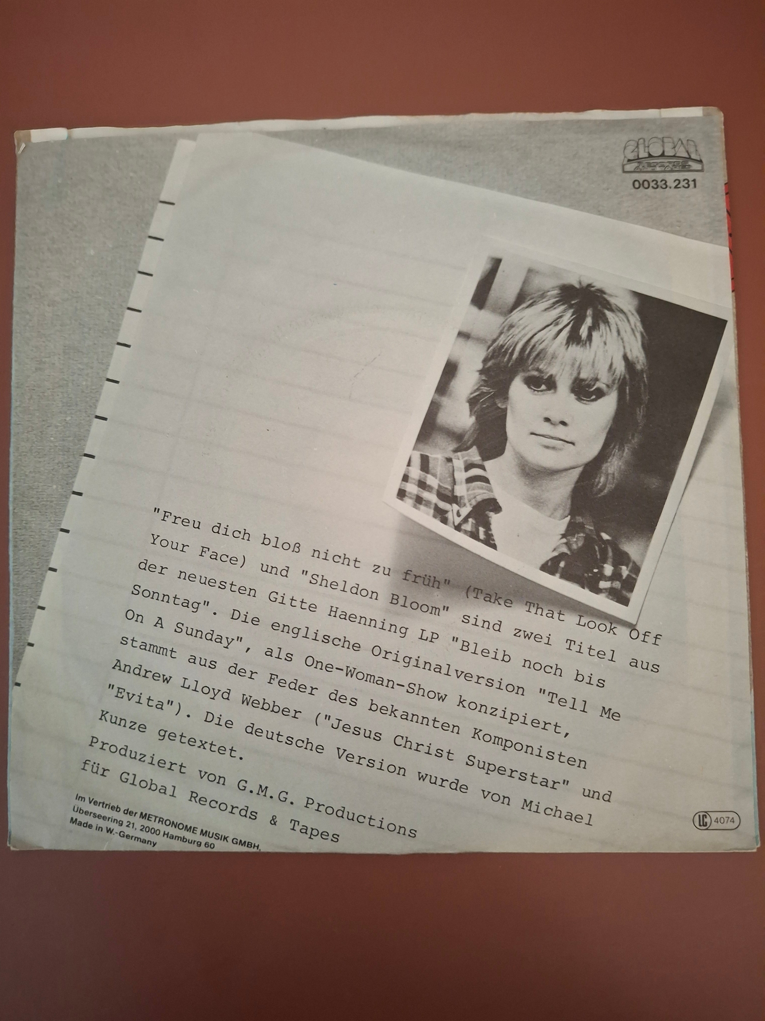 Gitte - Freu' Dich Bloß Nicht Zu Früh 7" Vinyl Single (Original 1980 German Import, Global Records 0033.231)