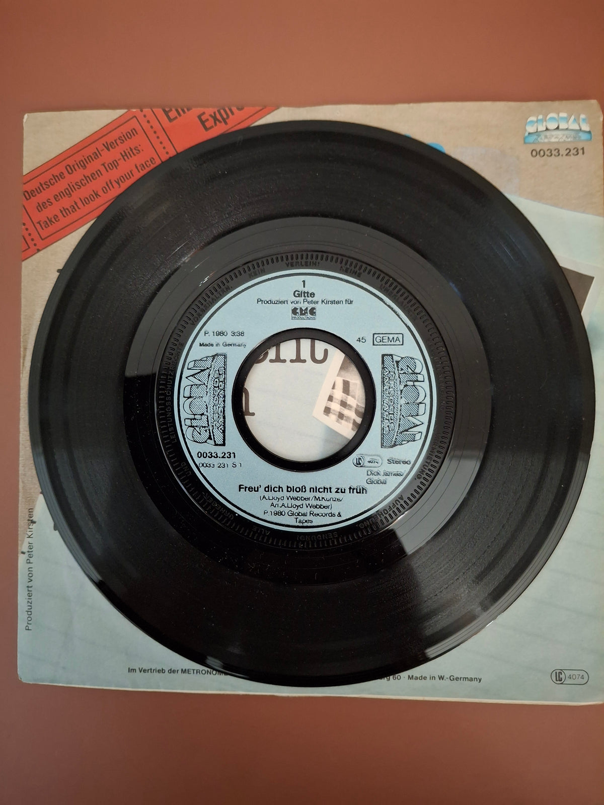 Gitte - Freu' Dich Bloß Nicht Zu Früh 7" Vinyl Single (Original 1980 German Import, Global Records 0033.231)