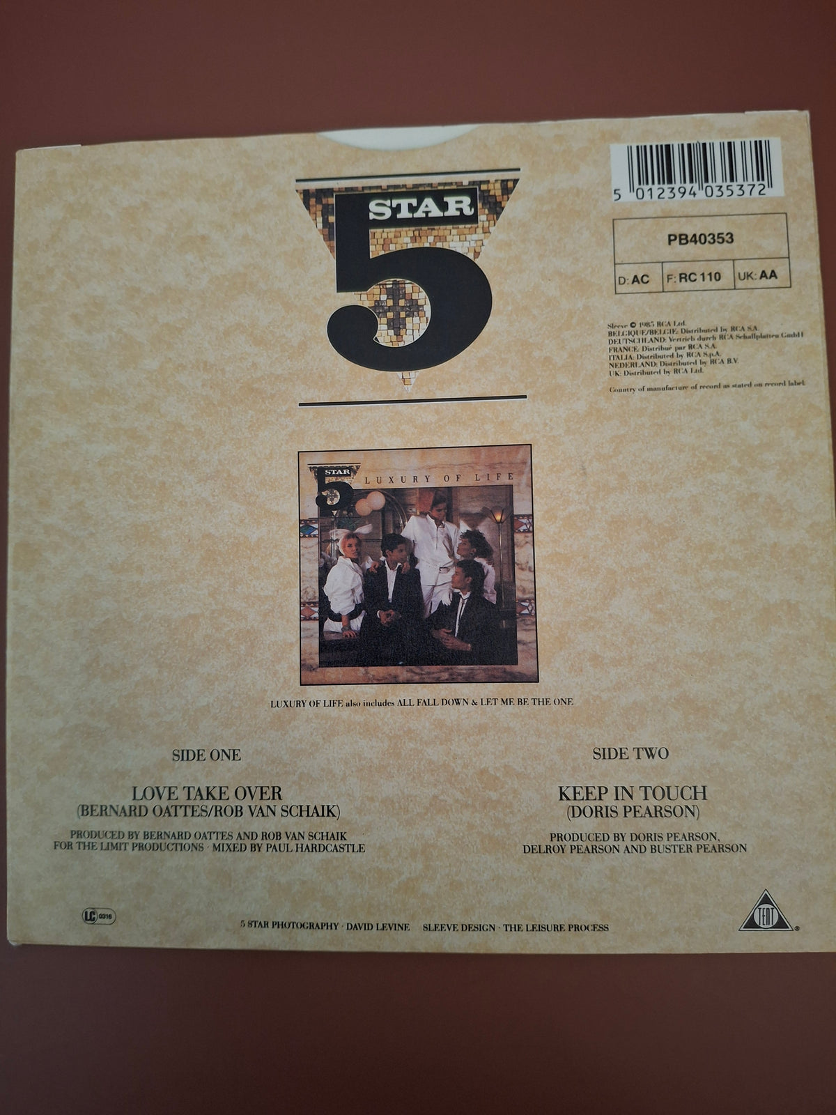 Five Star - Love Take Over 7" Vinyl Single (Original 1985 UK First Pressing, RCA / Tent PB 40353)