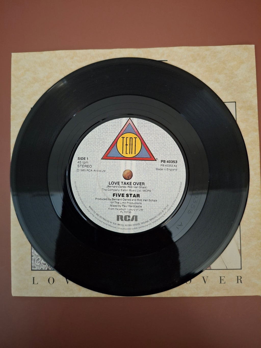 Five Star - Love Take Over 7" Vinyl Single (Original 1985 UK First Pressing, RCA / Tent PB 40353)