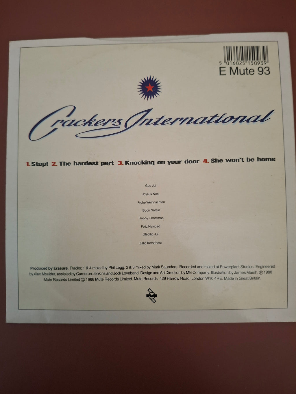 Erasure - Crackers International 4-Track 7" Vinyl EP (Original 1988 UK First Pressing, E Mute 93)
