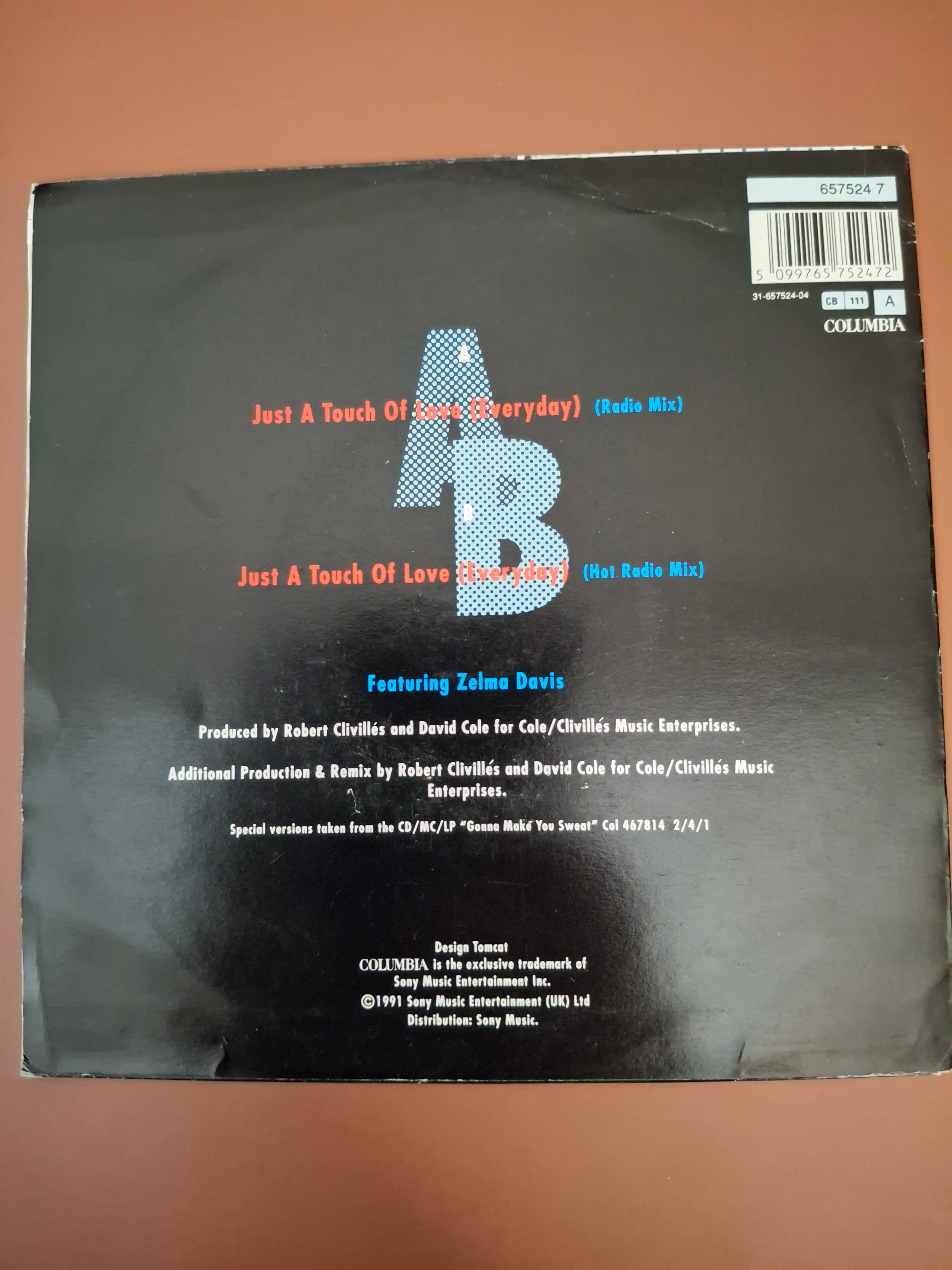 C&C Music Factory - Just A Touch Of Love (Everyday) 7" Vinyl Single (Original 1991 UK First Pressing, Columbia 657524 7)
