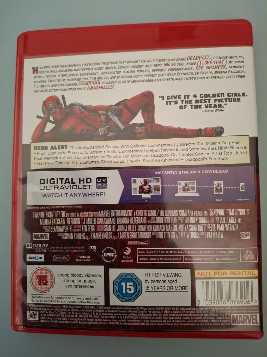 Deadpool (Blu-ray + Digital HD, 2016) Pre-Owned