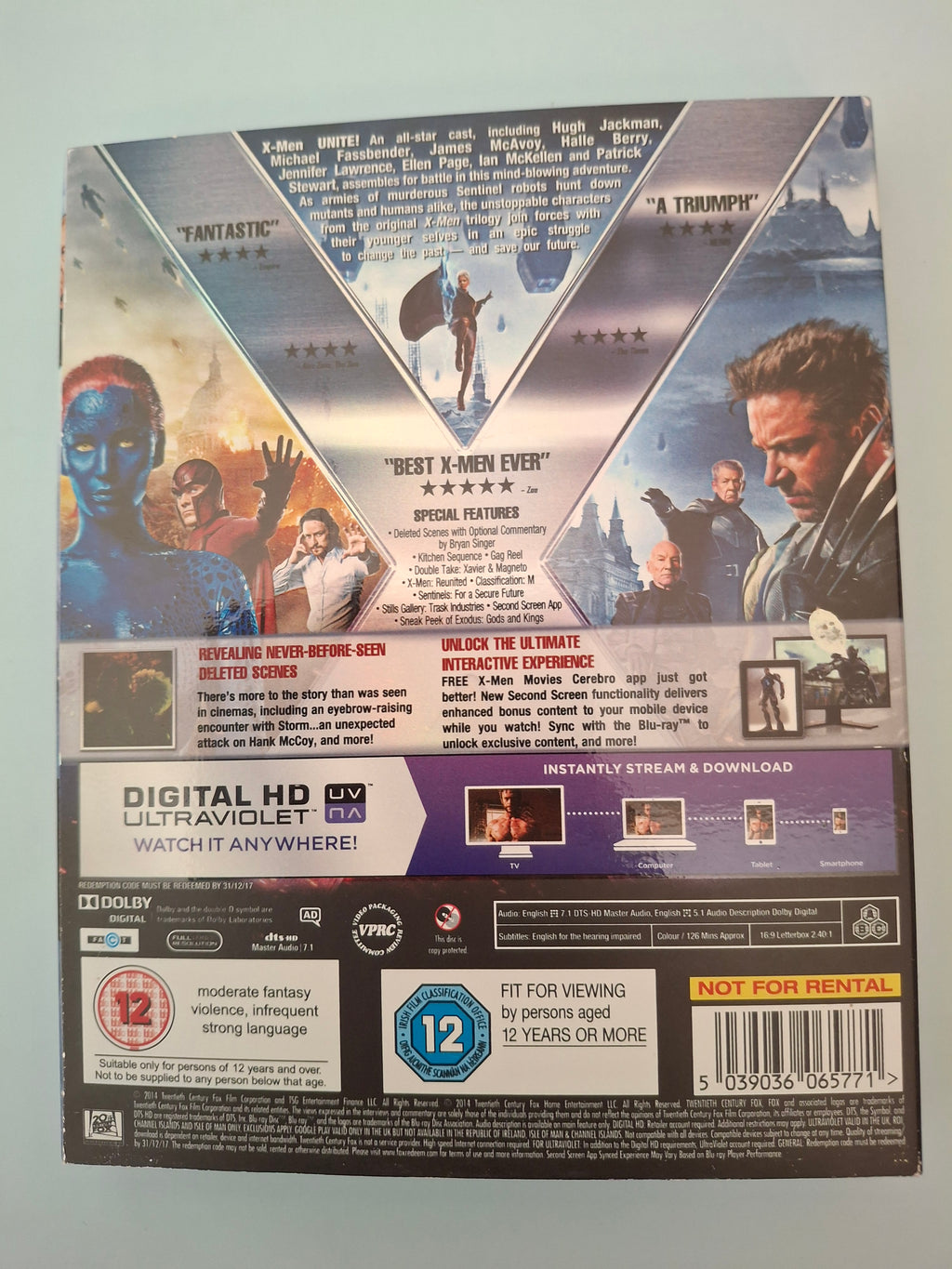 X-Men: Days of Future Past (Blu-ray + Slipcover, 2014) Pre-Owned