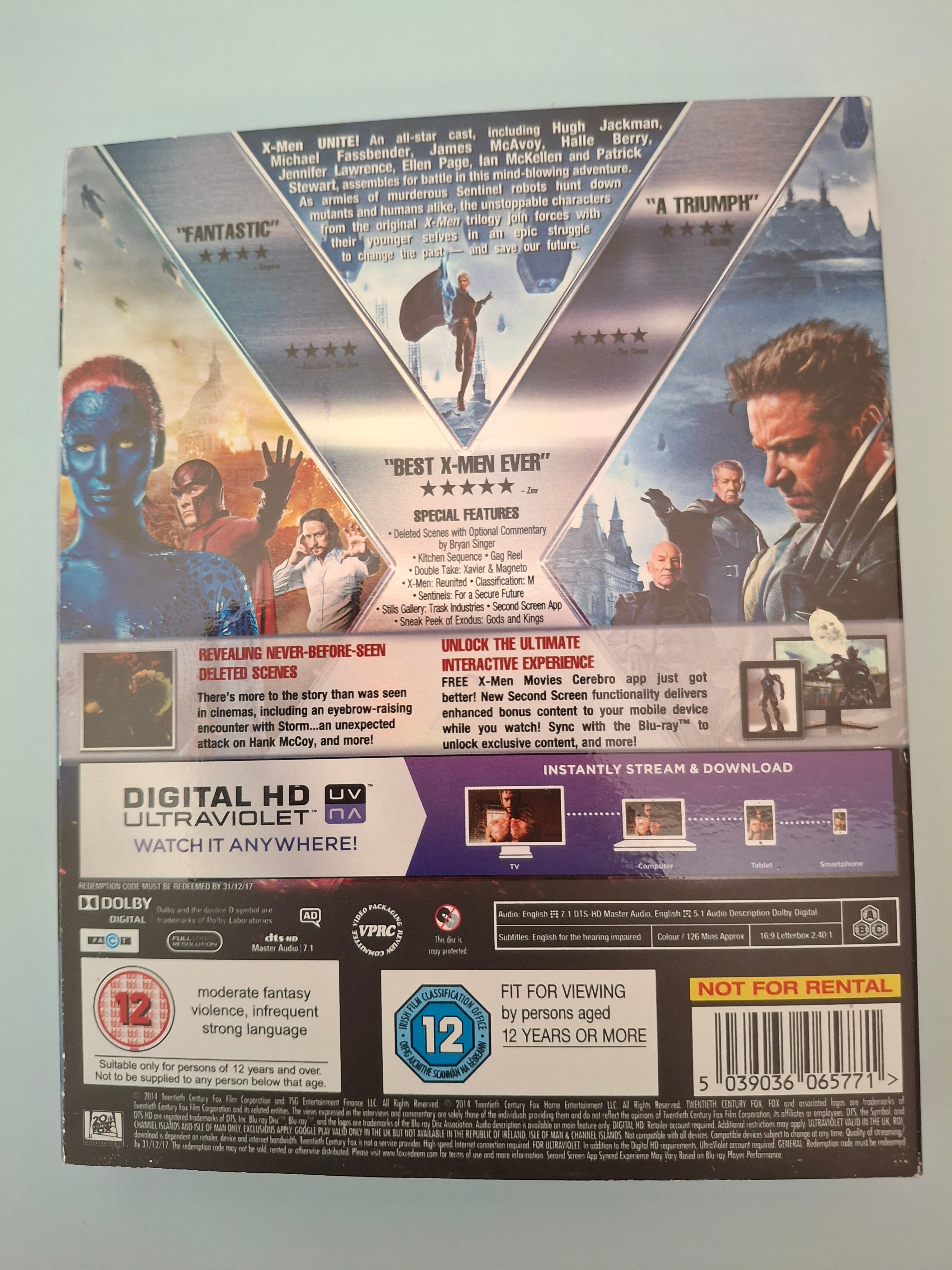 X-Men: Days of Future Past (Blu-ray + Slipcover, 2014) Pre-Owned