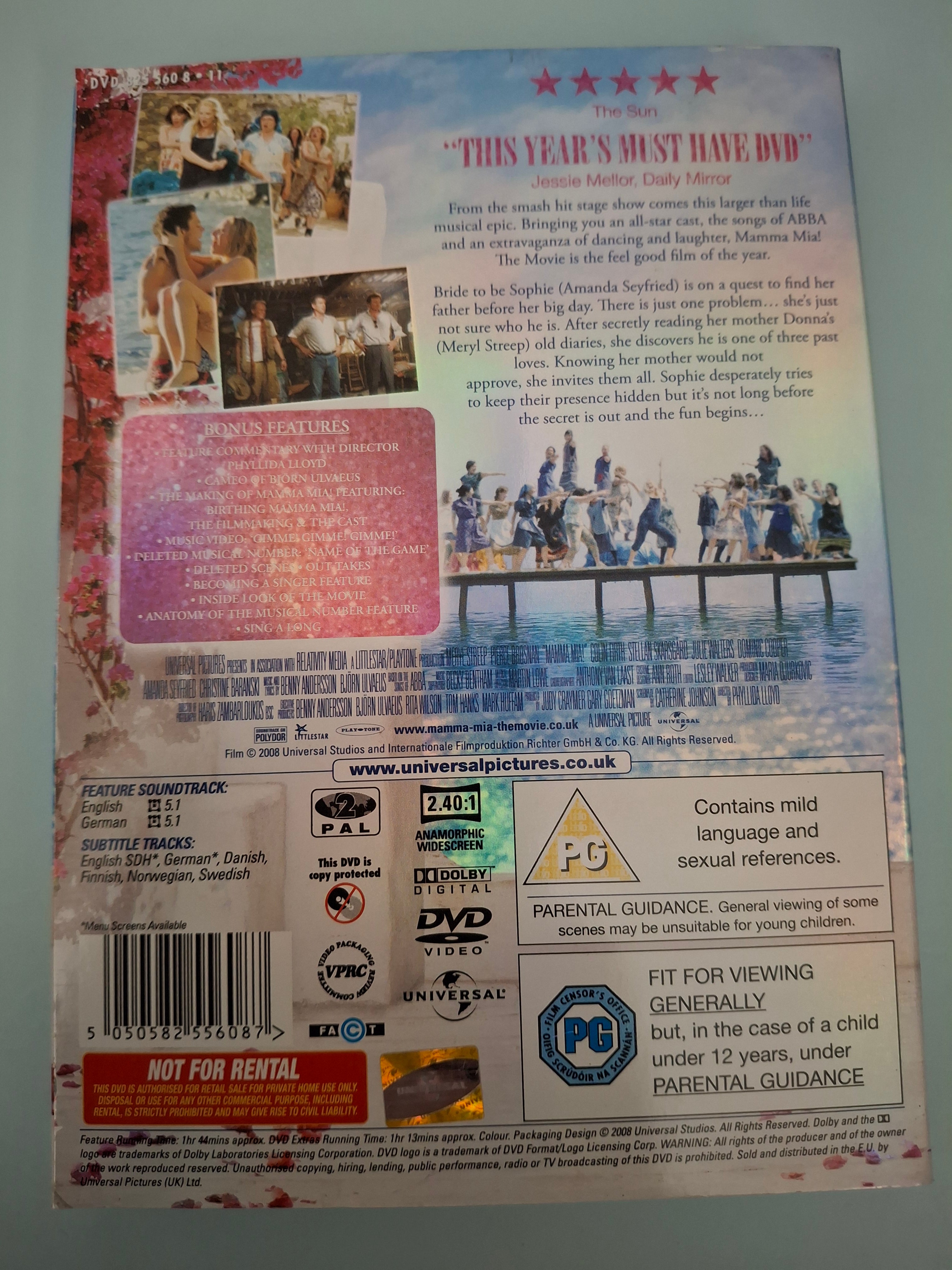Mamma Mia! The Movie DVD with Holographic Slipcover (2008 UK Release)