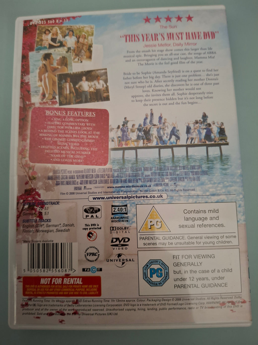 Mamma Mia! The Movie DVD with Holographic Slipcover (2008 UK Release)