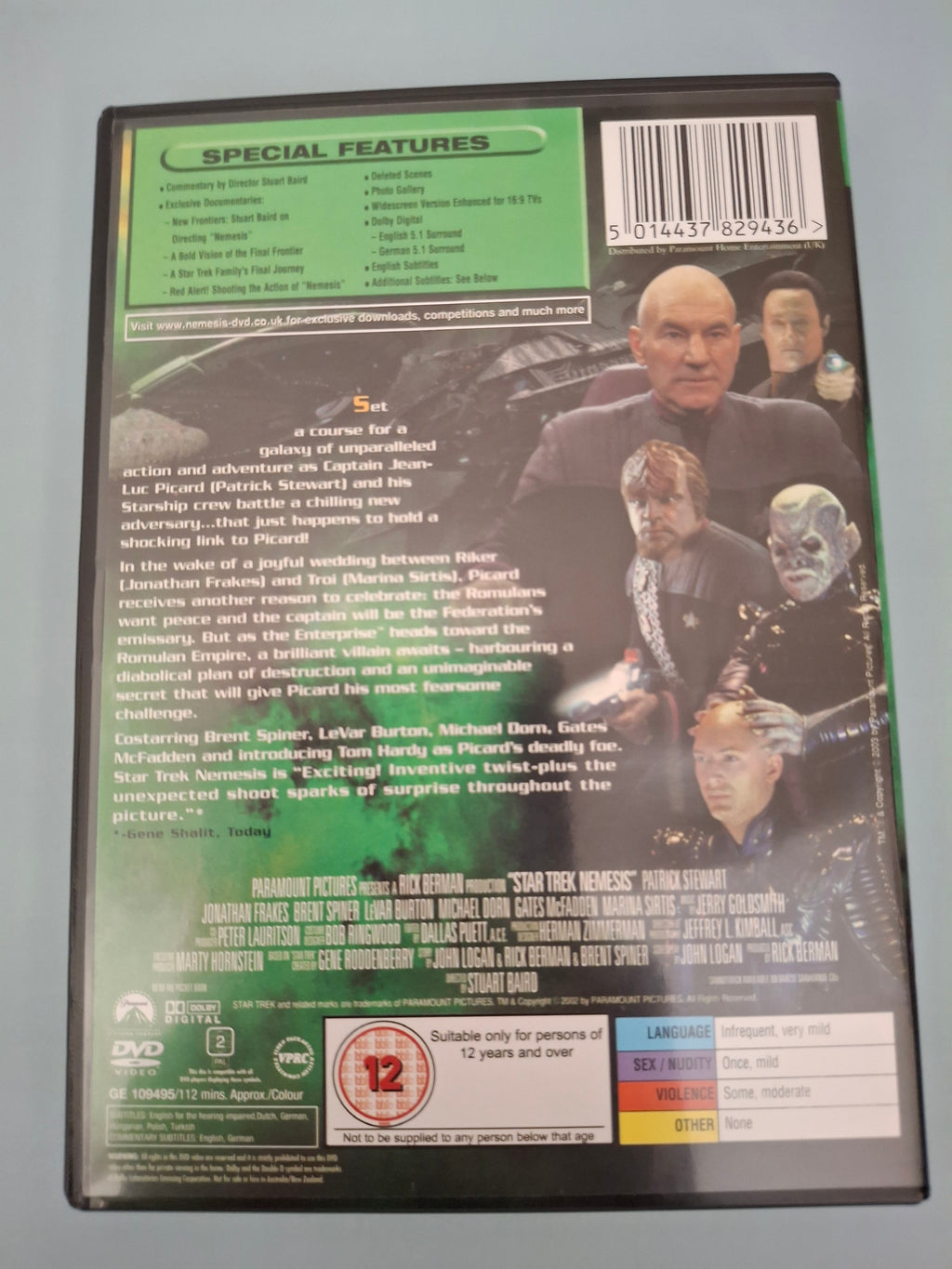 Star Trek: Nemesis DVD (2003 UK Widescreen Collection Release)