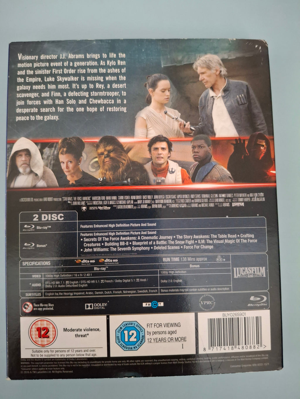 Star Wars: The Force Awakens 2-Disc Blu-ray with Limited Edition Light Side Slipcover (UK Release)