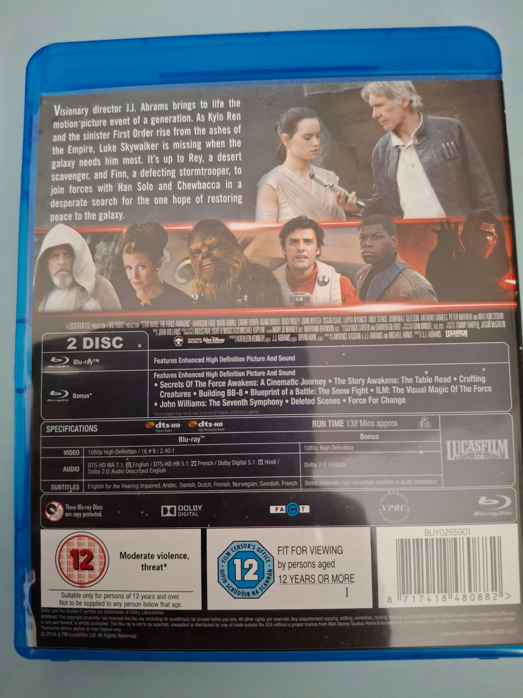 Star Wars: The Force Awakens 2-Disc Blu-ray with Limited Edition Light Side Slipcover (UK Release)