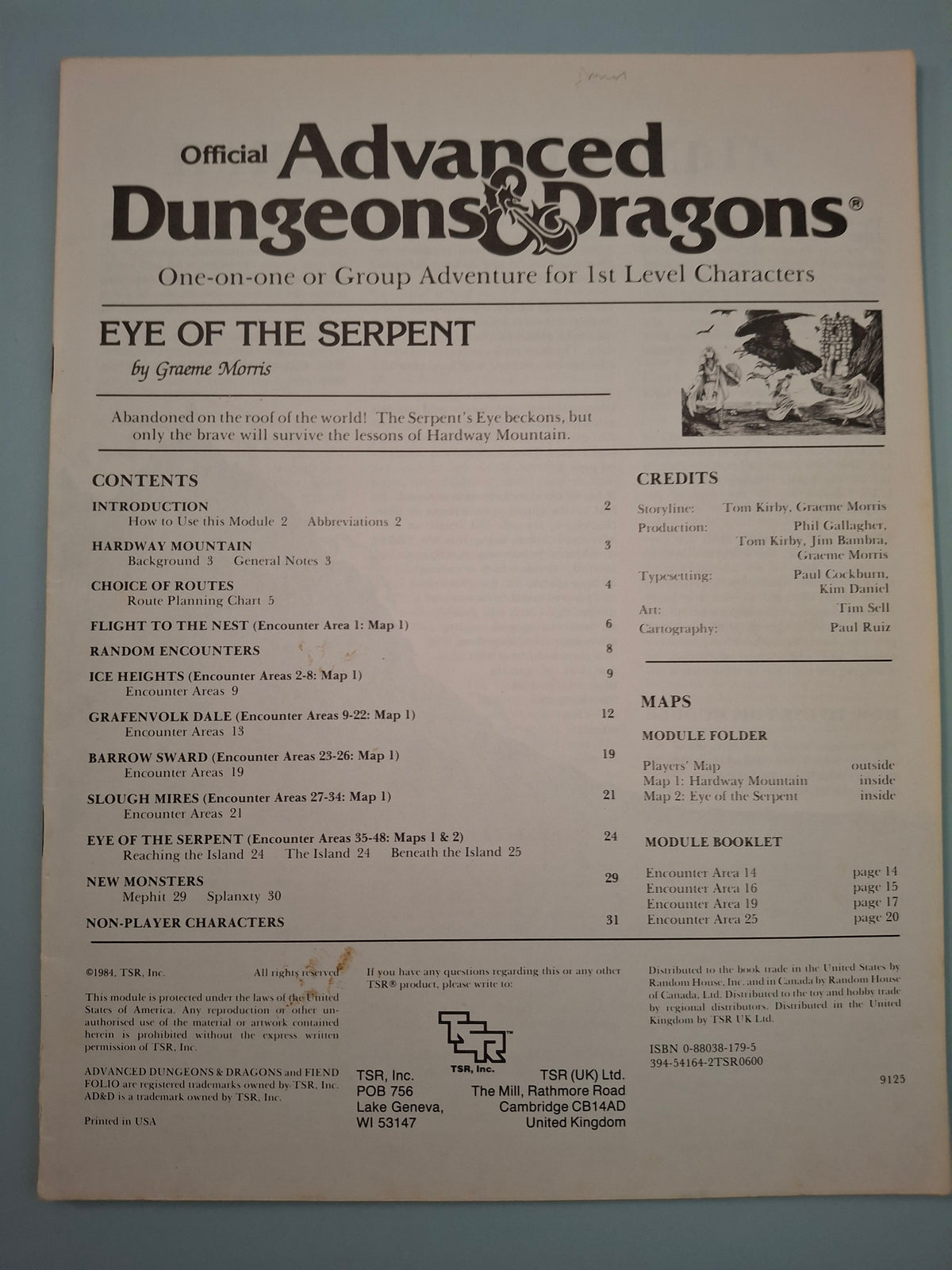 UK5 Eye of the Serpent - Vintage 1984 Advanced Dungeons & Dragons AD&D Module (TSR)