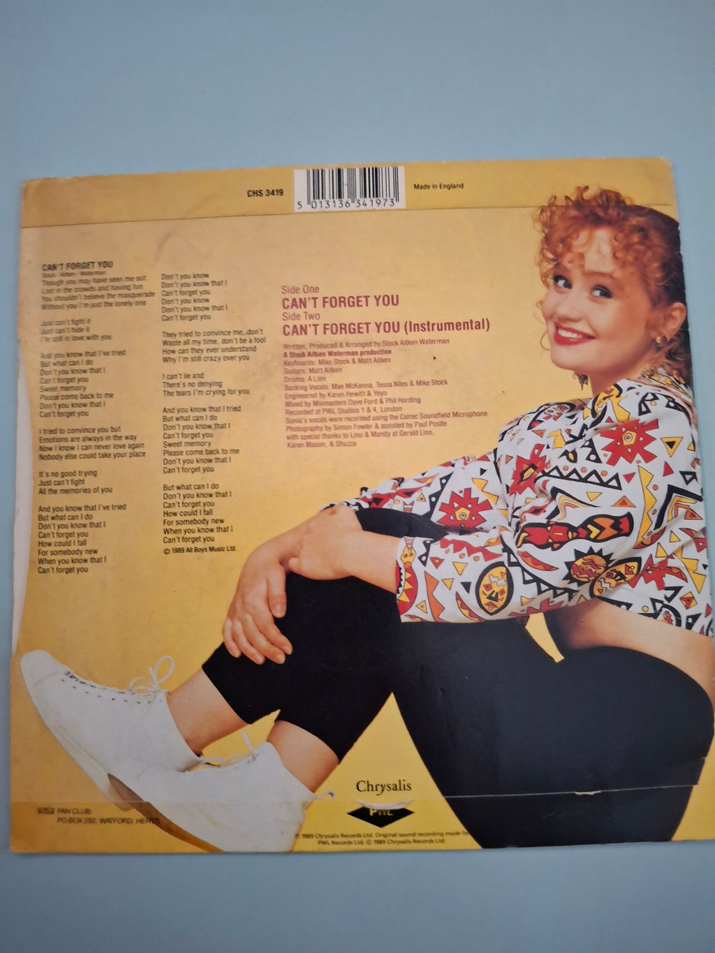 Sonia - Can't Forget You (Vintage 1989 Chrysalis / PWL 7" Vinyl Single)
