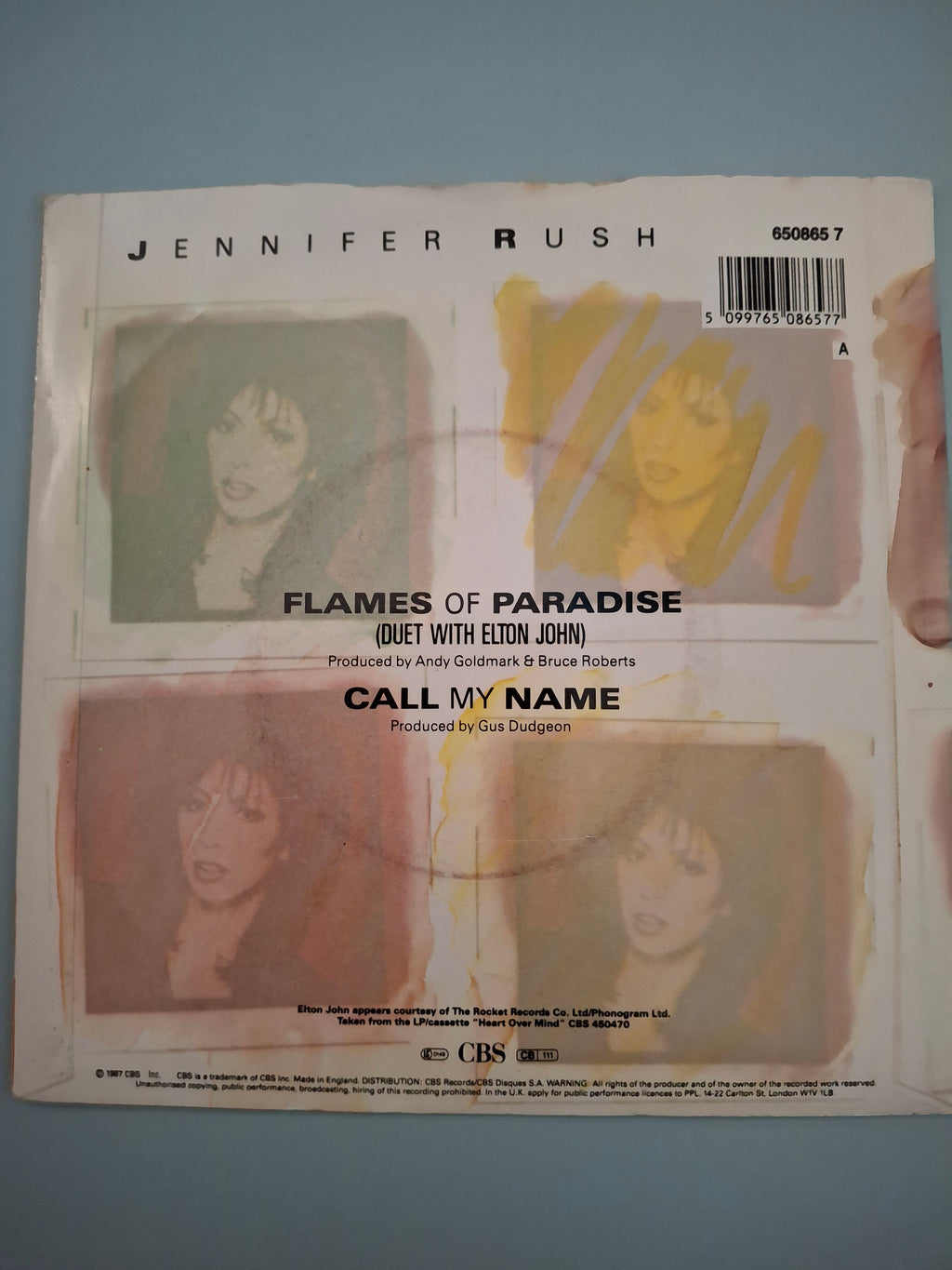 Jennifer Rush (Duet with Elton John) - Flames of Paradise (Vintage 1987 7" Vinyl Single)