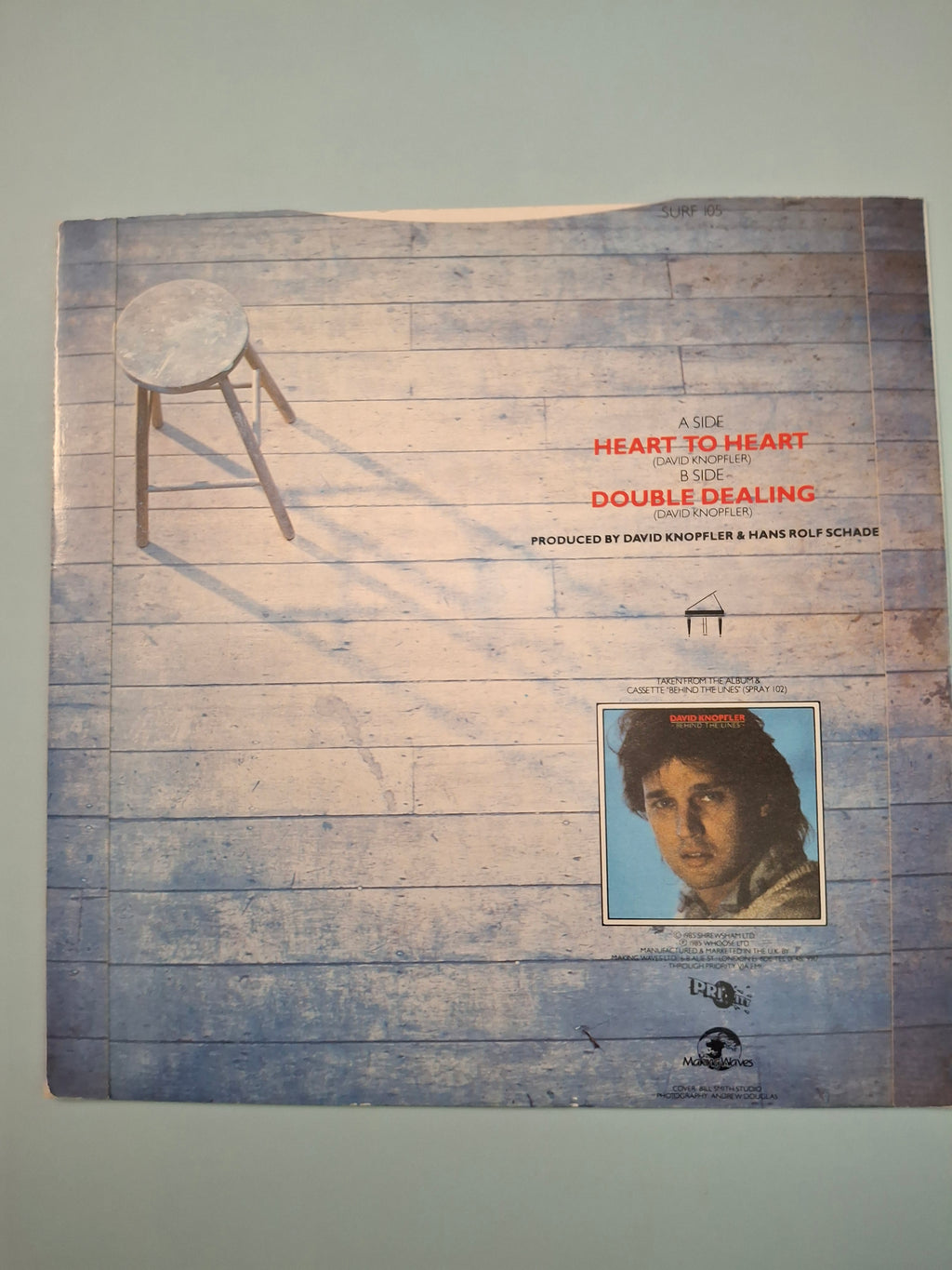 David Knopfler – Heart To Heart (Original 1985 UK 7" Vinyl Single) | Making Waves SURF 105