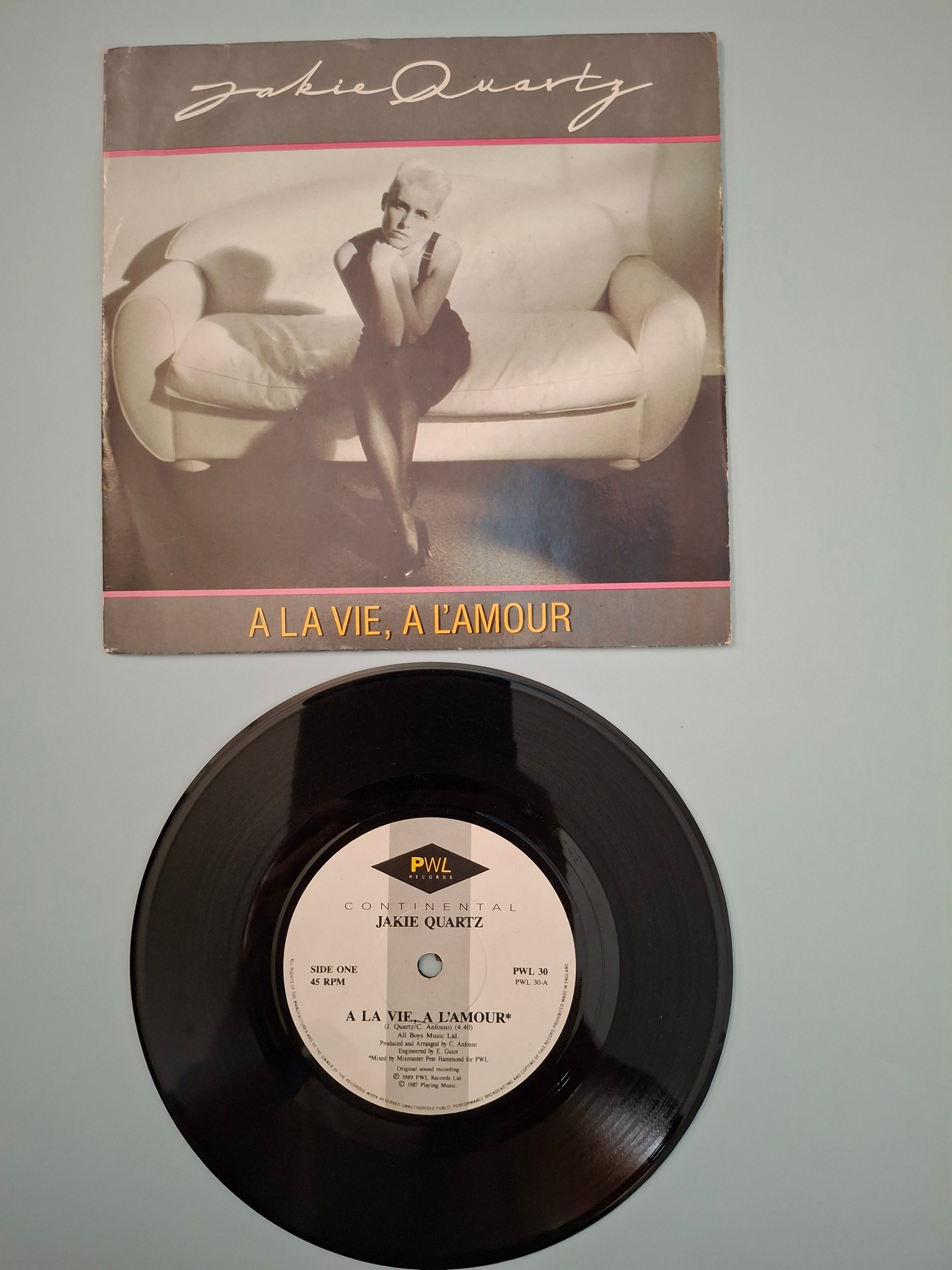 Jakie Quartz – À La Vie, À L'Amour (Original 1989 UK 7" Vinyl Single) | PWL Continental PWL 30