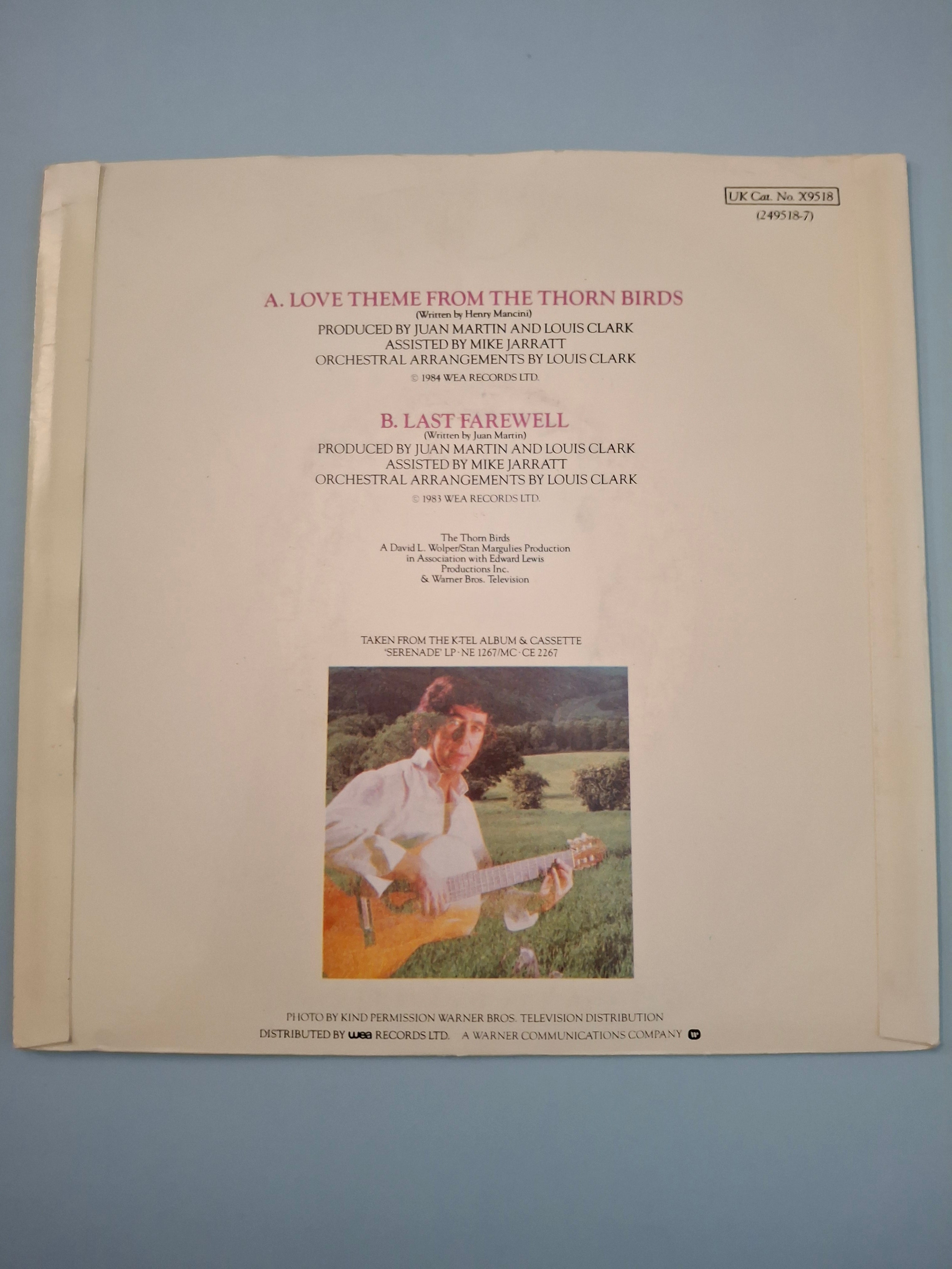 Juan Martin - Love Theme From The Thorn Birds - 1984 UK First Pressing 7" Vinyl Single (X9518)