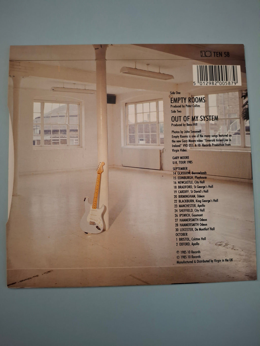 Gary Moore - Empty Rooms (Summer '85 Version) - 1985 UK First Pressing 7" Vinyl Single (TEN 58)