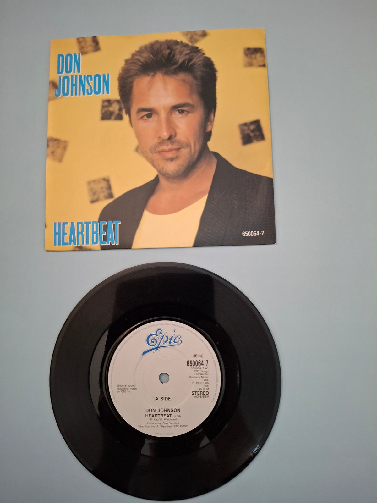 Don Johnson - Heartbeat - 1986 UK First Pressing 7" Vinyl Single (650064 7)