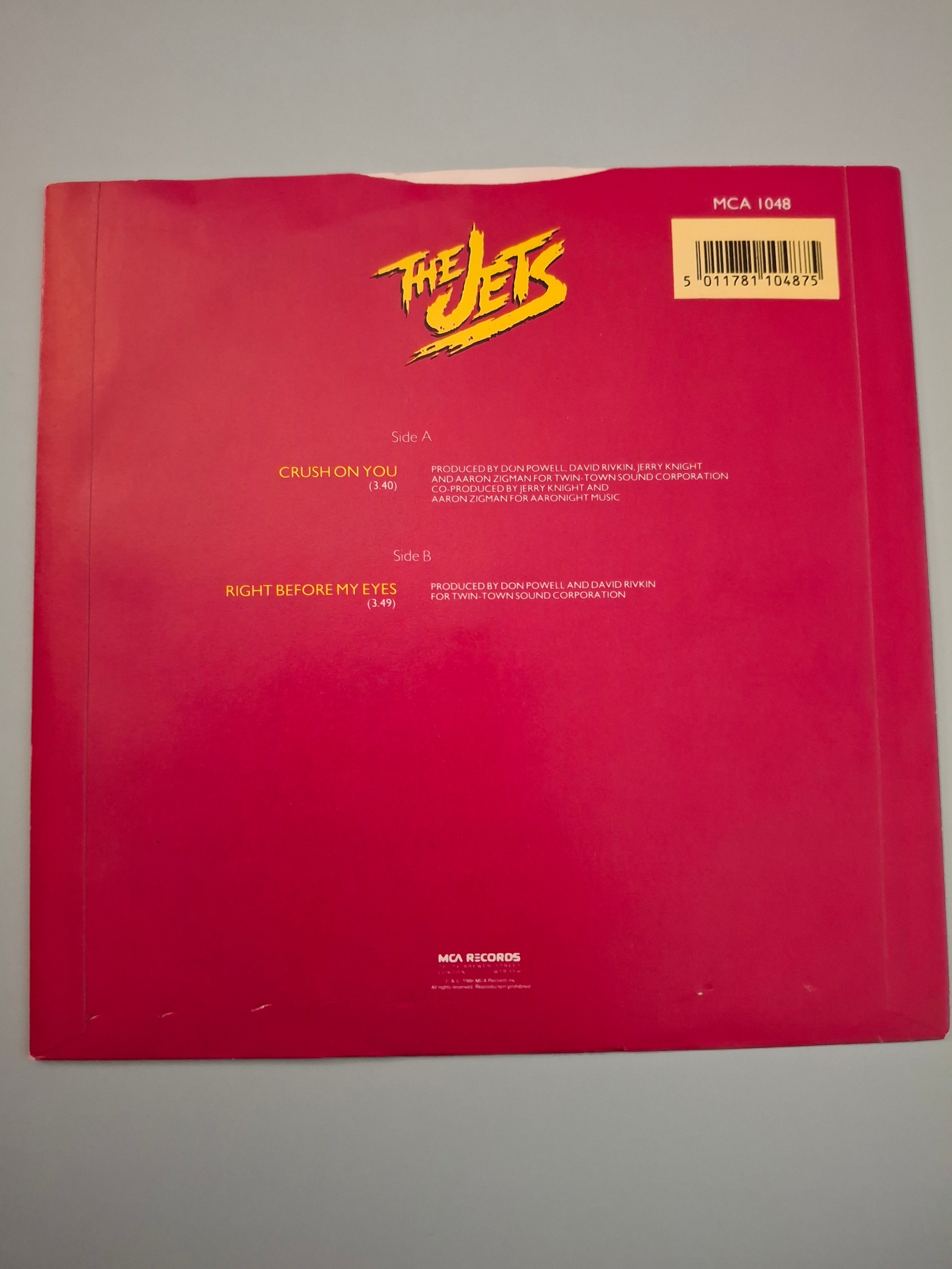 The Jets - Crush On You - 1985 UK First Pressing 7" Vinyl Single (MCA 1048)