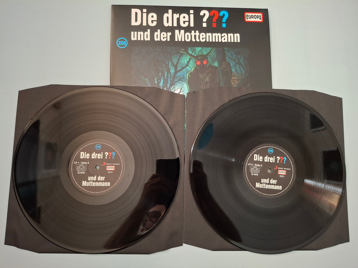Die drei ??? - Folge 206: und der Mottenmann - Rare German Audio Play 2LP Vinyl Set - EUROPA Out Of Print