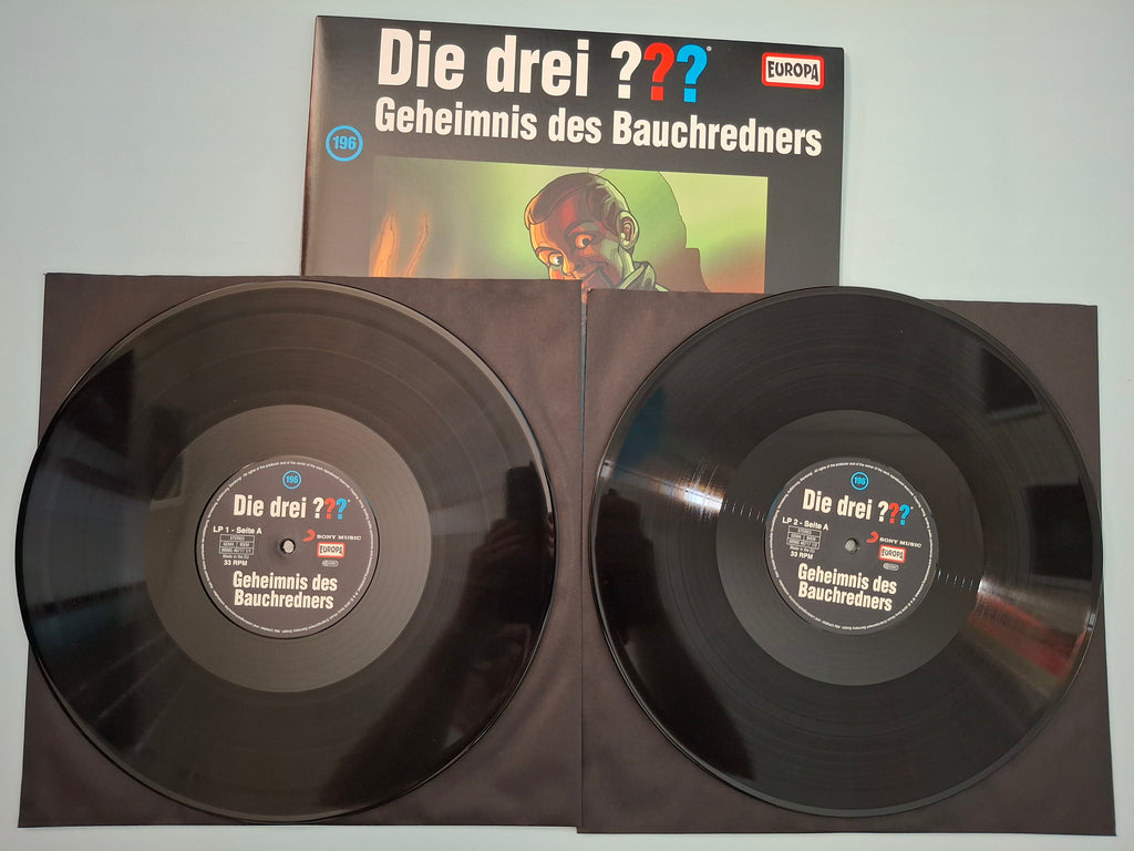 Die drei ??? - Folge 196: Geheimnis des Bauchredners - Rare German Audio Play 2LP Vinyl Set - EUROPA Out Of Print