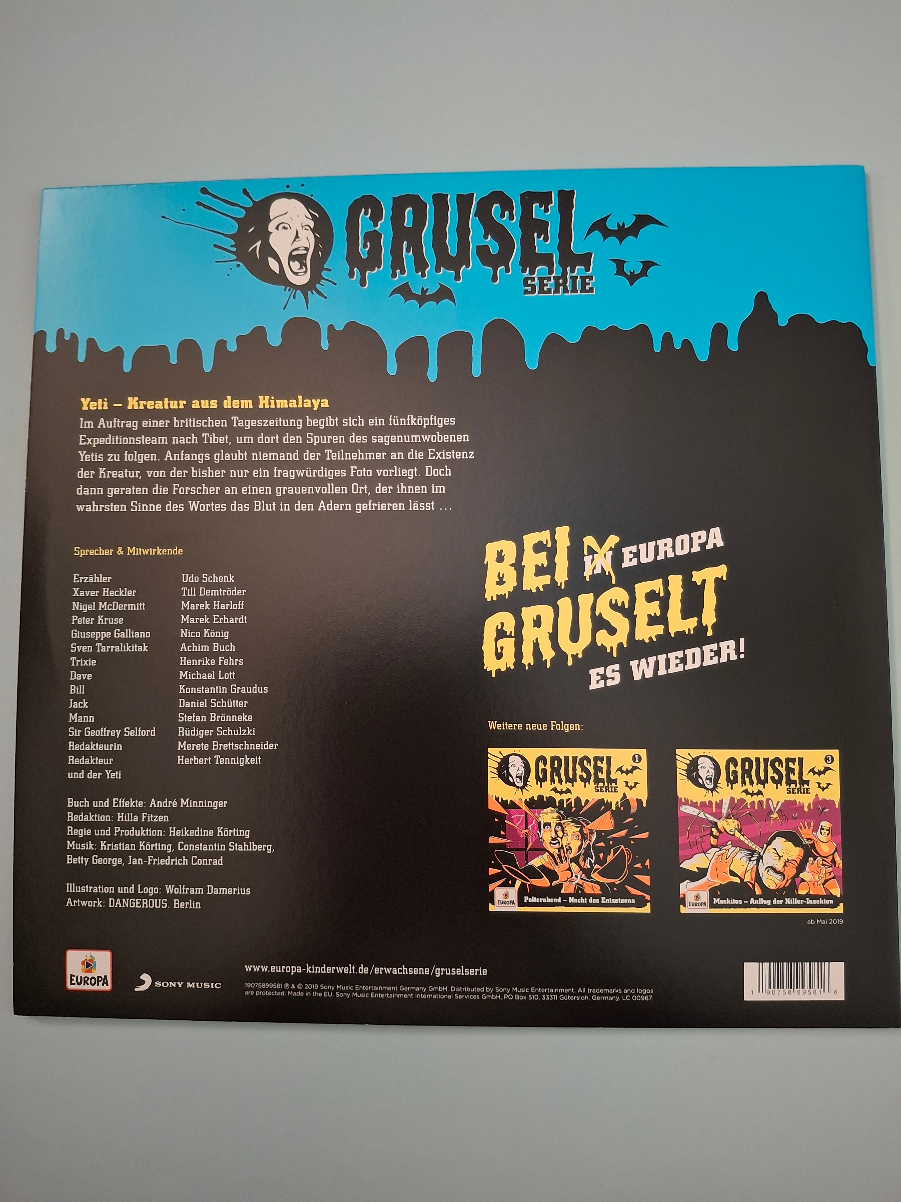 Gruselserie - Folge 2: Yeti – Kreatur aus dem Himalaya - Rare German Horror Audio Play Vinyl LP - EUROPA