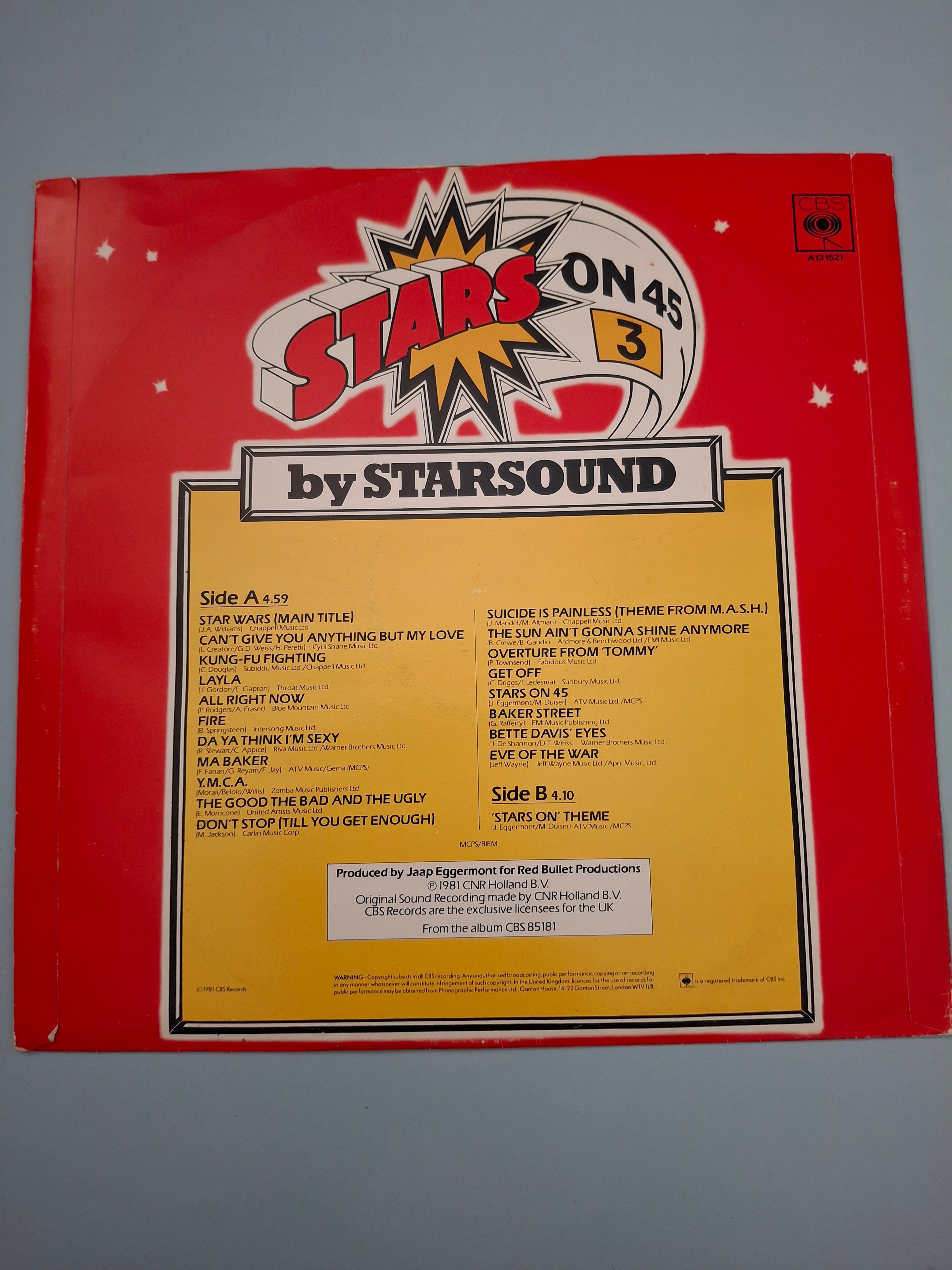Star Sound - Stars On 45 Volume 3 (1981 CBS UK 12" Vinyl Special Single)