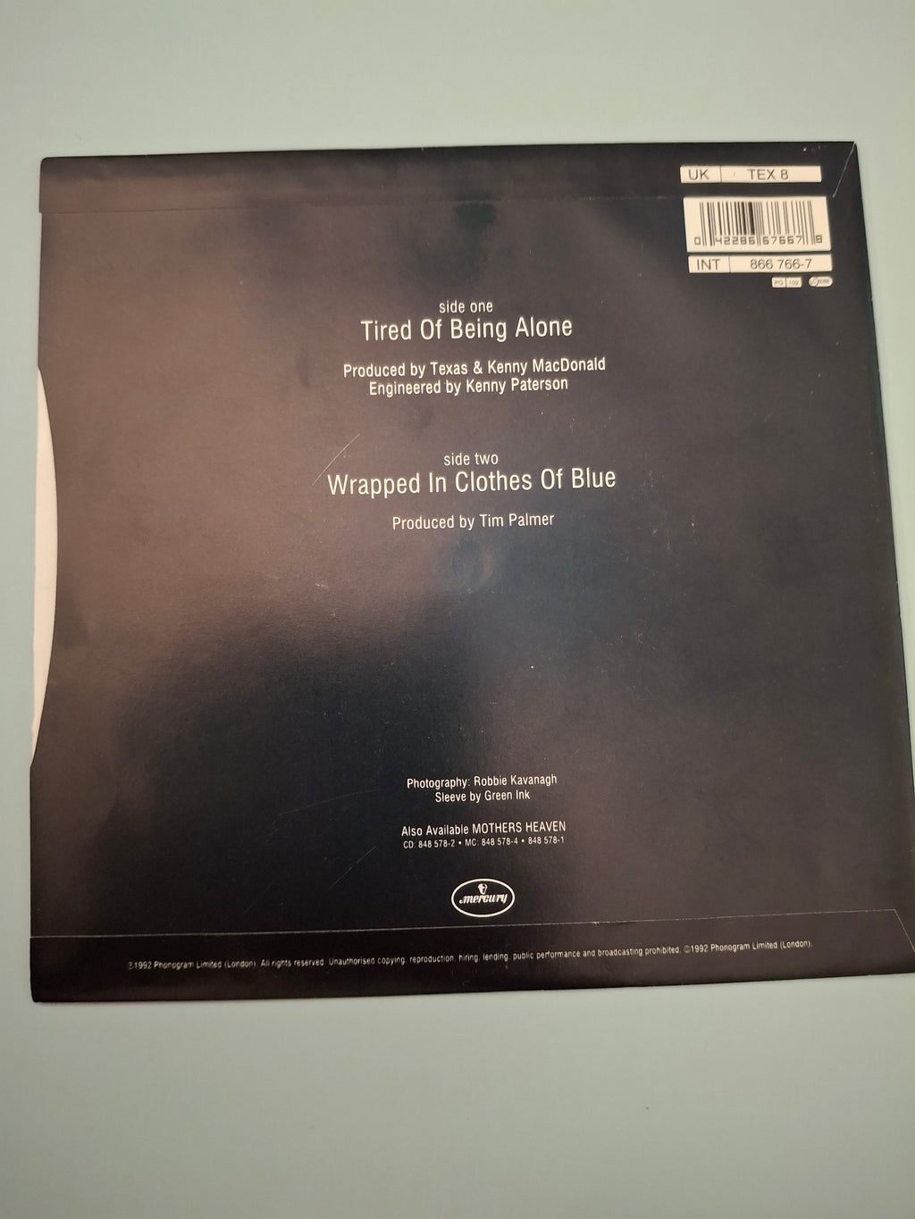 Texas - Tired Of Being Alone (1992 Mercury UK 7" Vinyl Single)