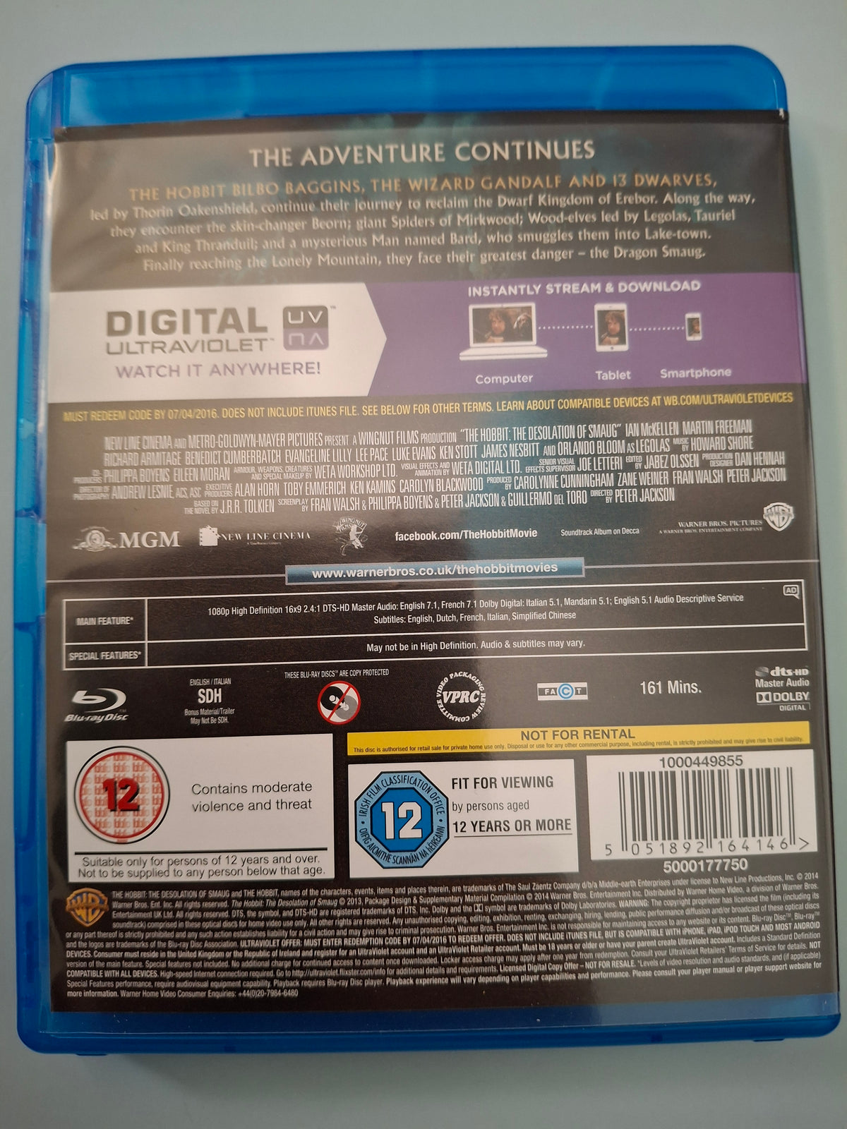 The Hobbit: The Desolation of Smaug (2014 UK 2-Disc Blu-ray + Digital UV Pre-Owned)