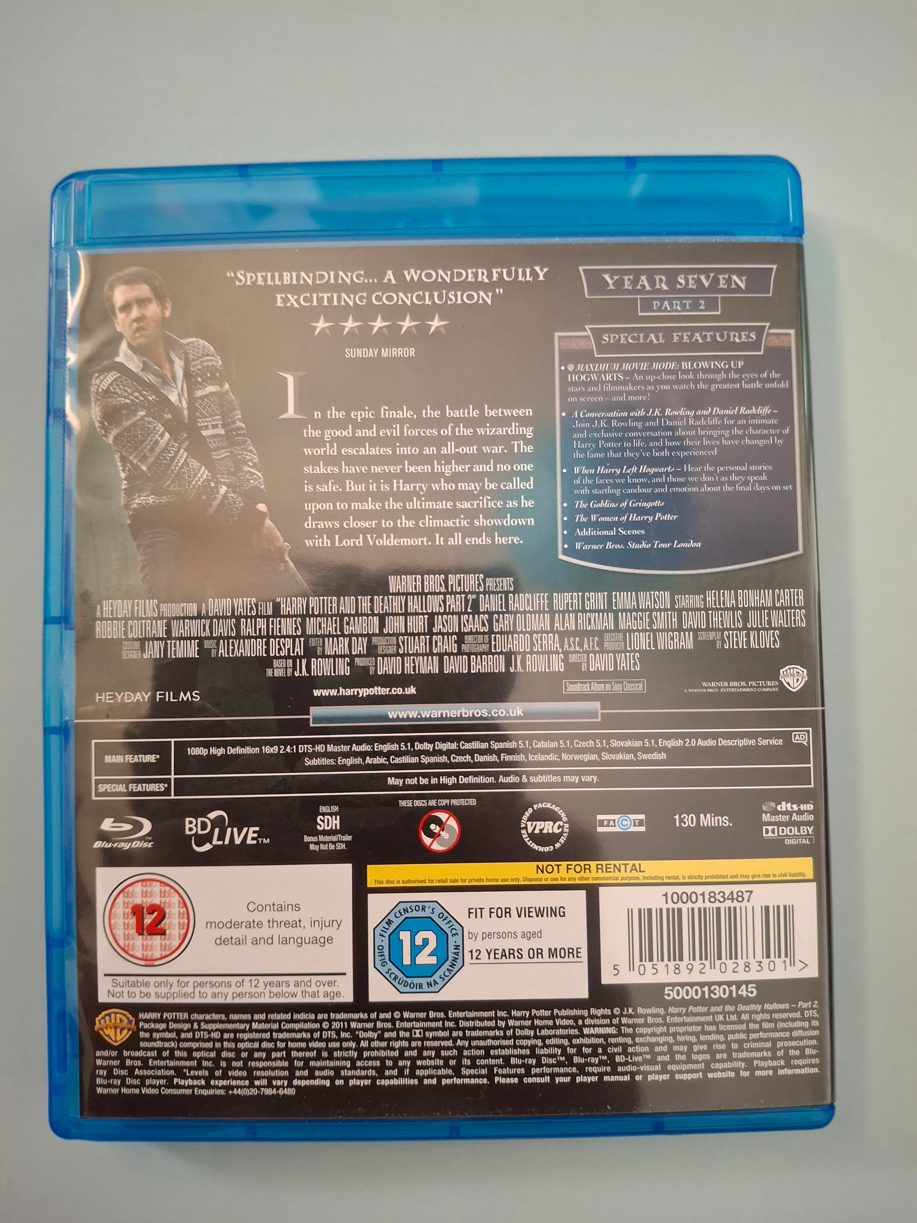 Harry Potter and the Deathly Hallows: Part 2 (2011 UK 3-Disc Triple Play Blu-ray + DVD Pre-Owned)