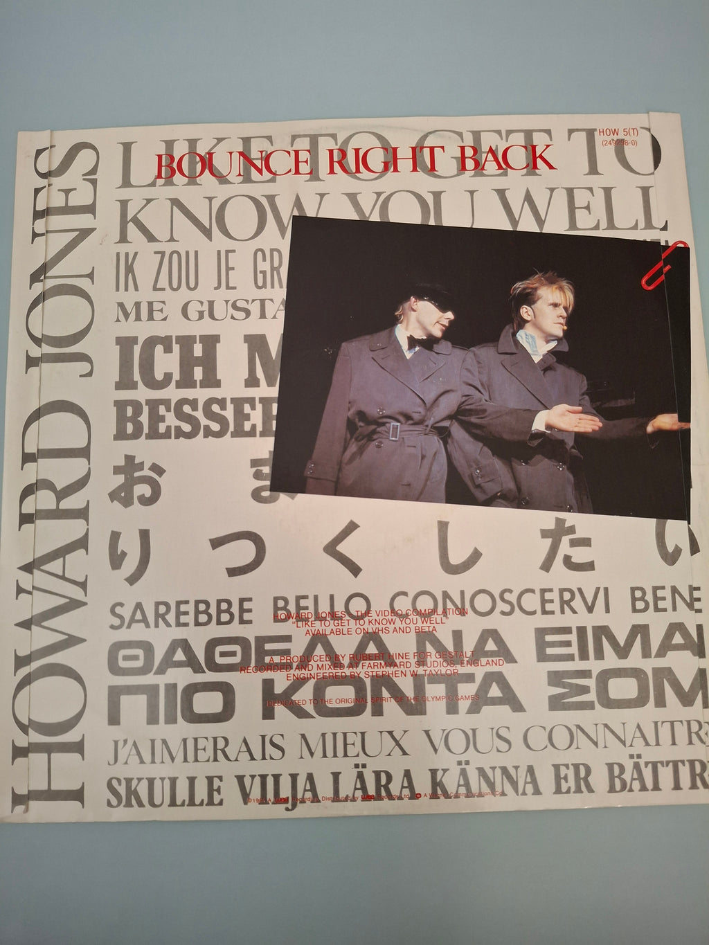 Howard Jones - Like To Get To Know You Well (International Remix) Original 1984 UK 12" Vinyl Single (HOW 5(T))