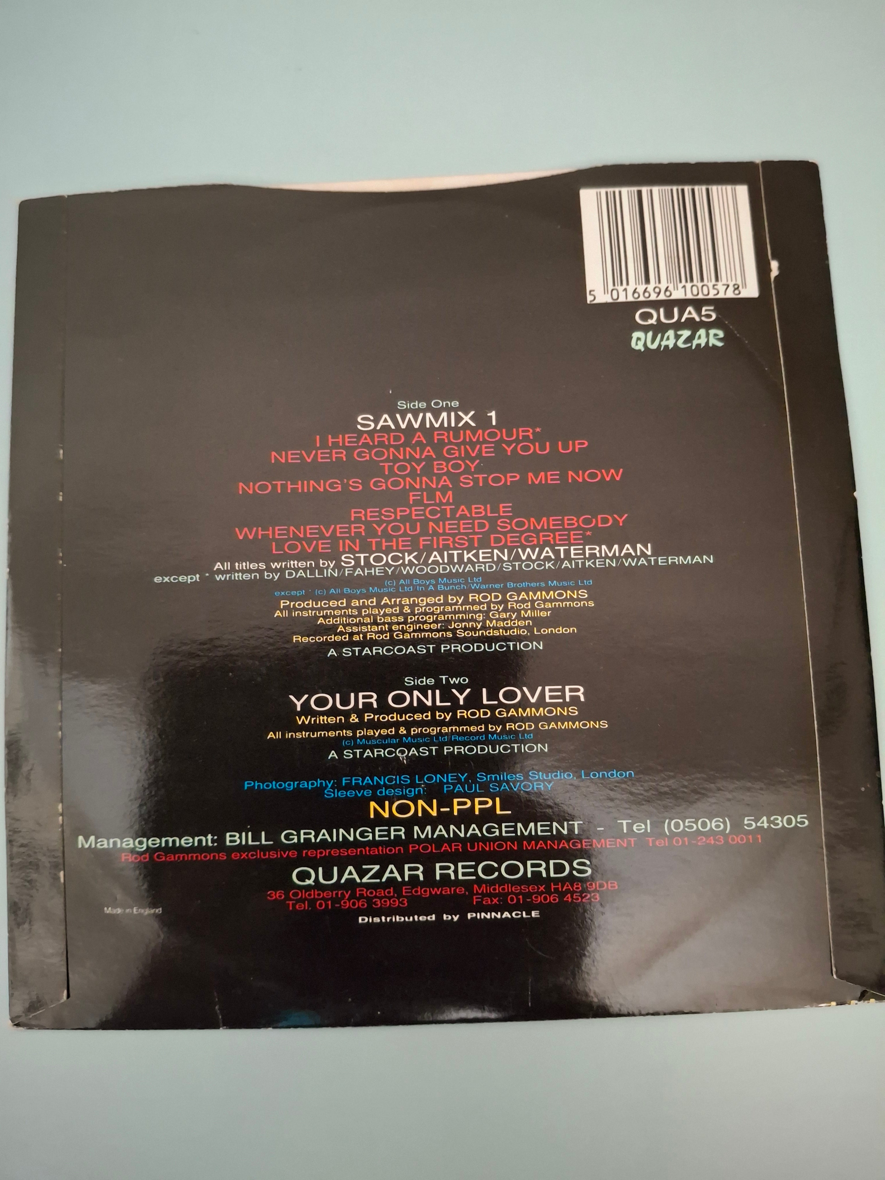 Hitmasters - Sawmix 1 Original 1987 UK 7" Vinyl Picture Sleeve Single (Quazar QUA 5)