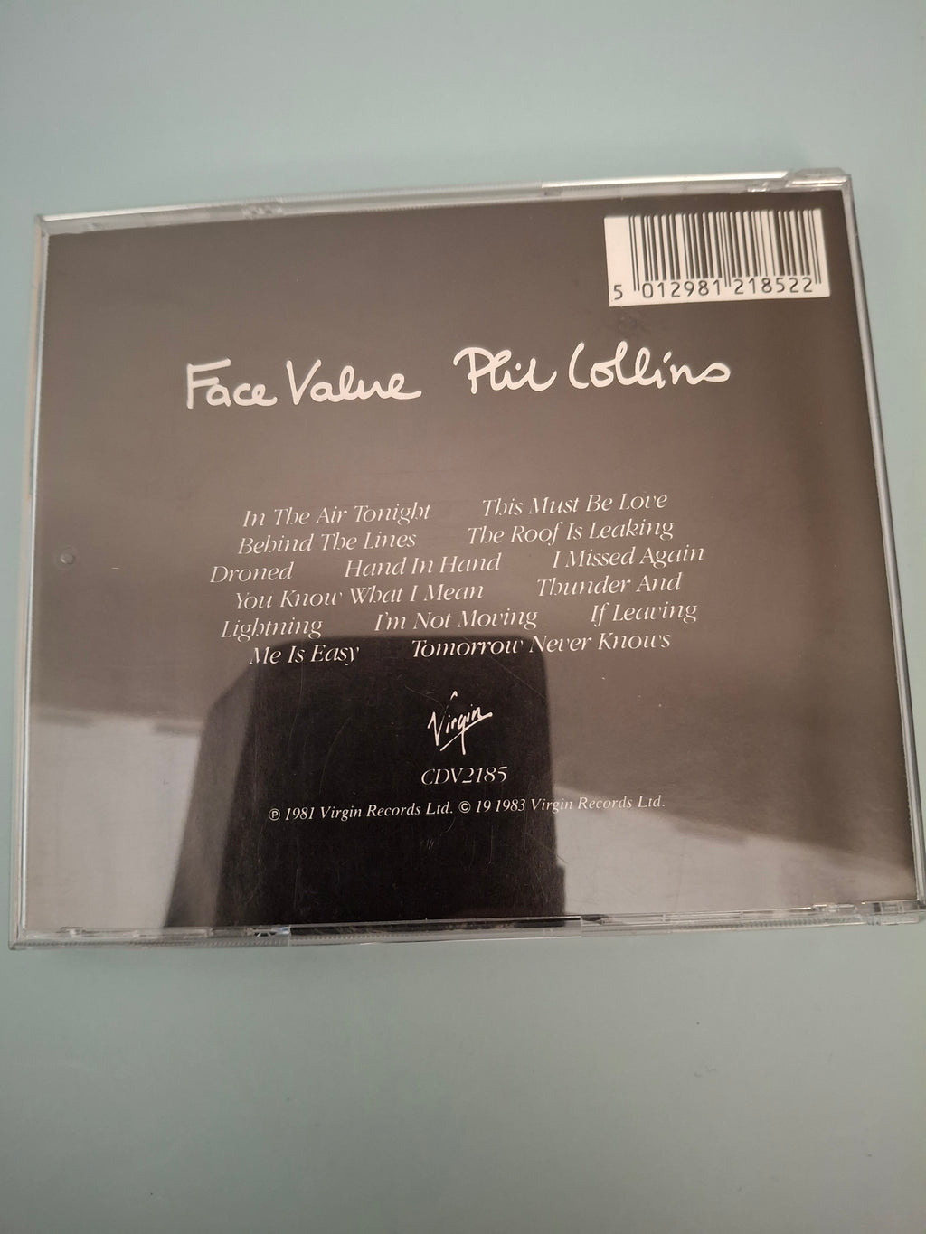 Phil Collins - Face Value Early UK CD Pressing (1983 Virgin CDV 2185)
