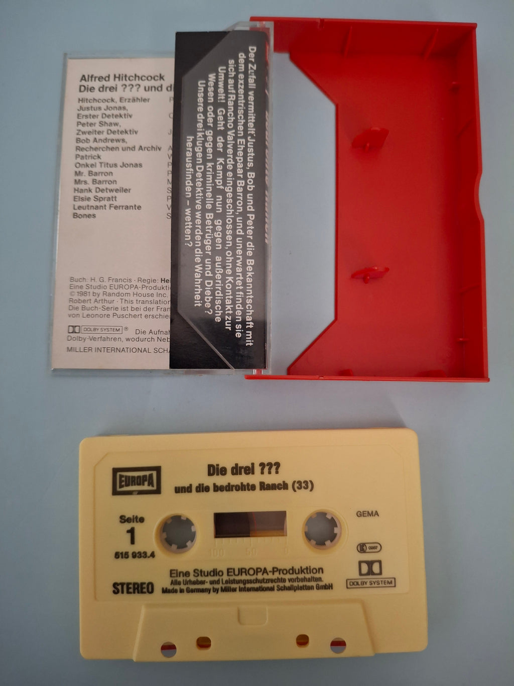 Alfred Hitchcock - Die drei ??? 33 - Und die bedrohte Ranch Vintage German Cassette Tape (1981 Europa 515 933.4)