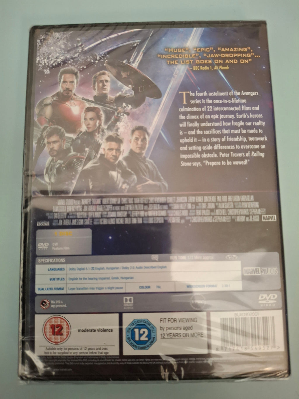 Avengers: Endgame DVD (2019, Marvel Studios 8717418549527)