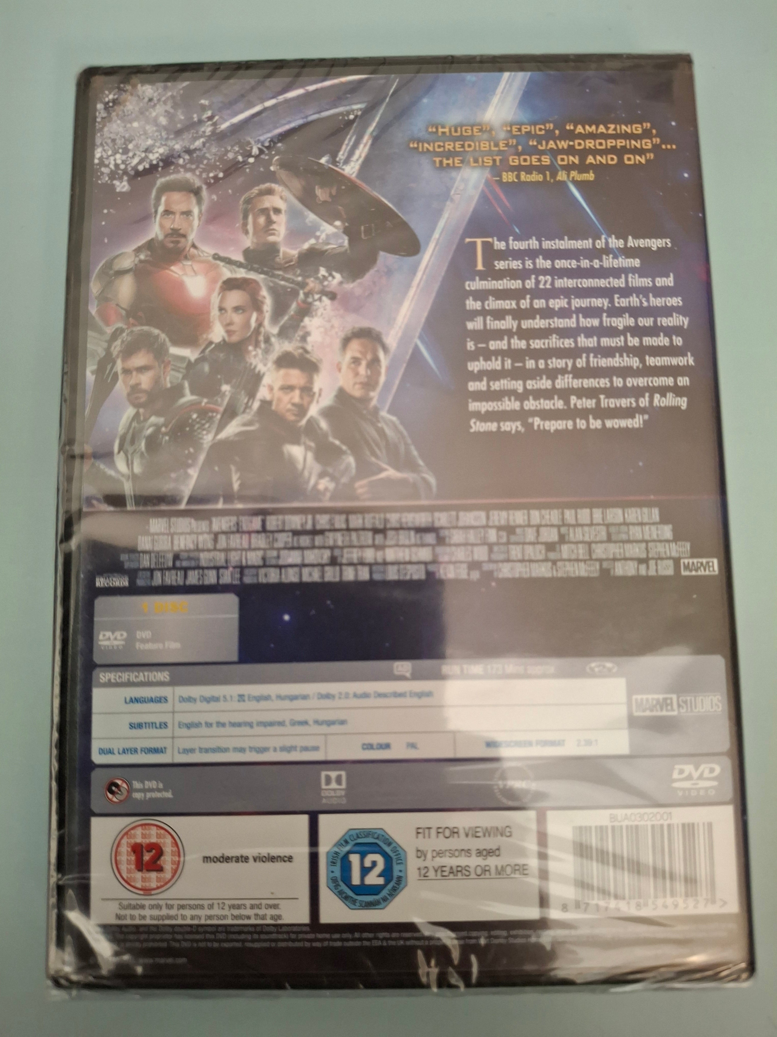Avengers: Endgame DVD (2019, Marvel Studios 8717418549527)