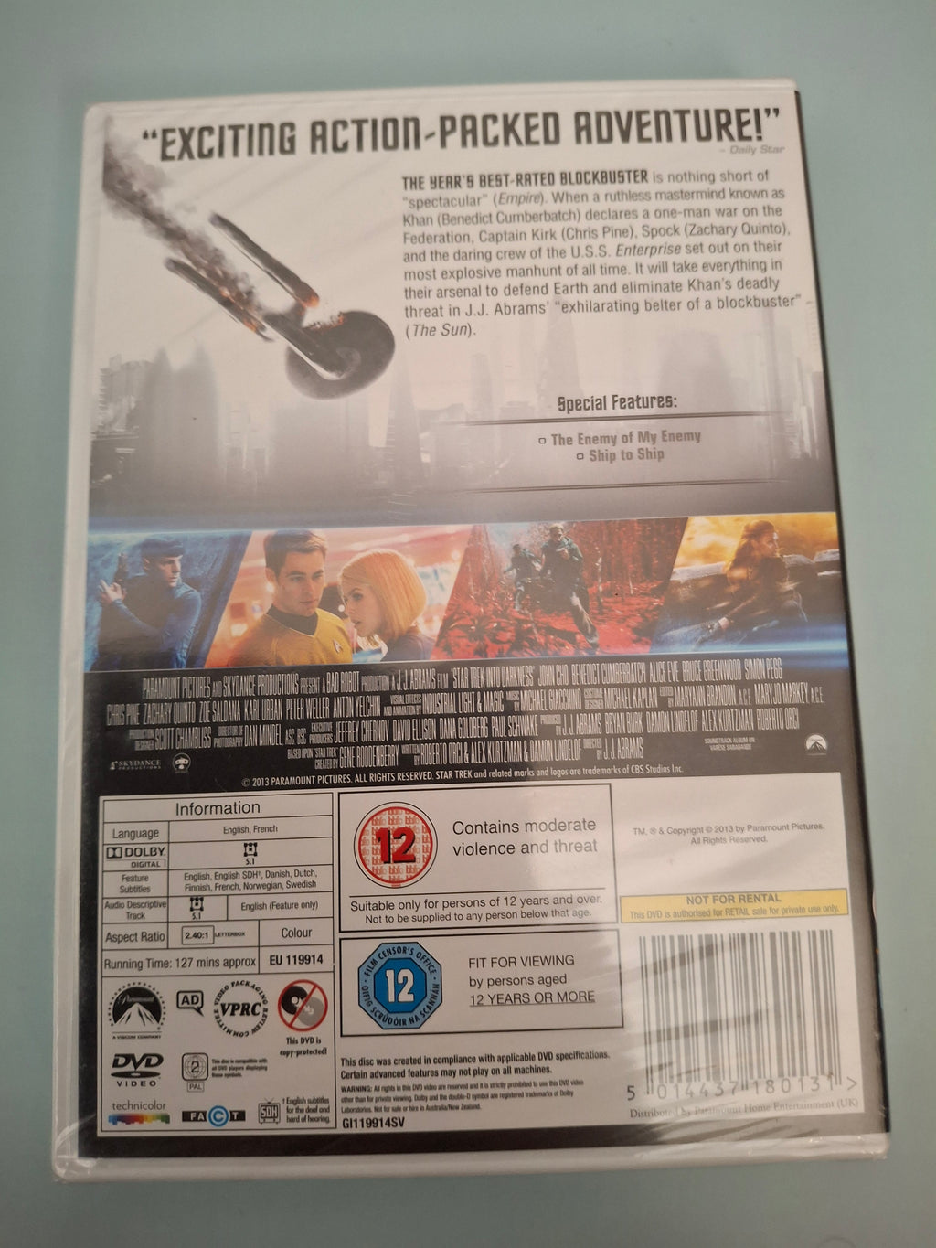 Star Trek Into Darkness DVD (2013, Paramount EU 119914)