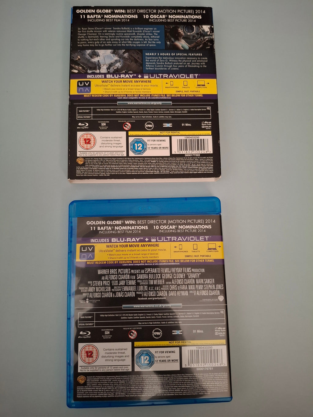 Gravity Blu-Ray Single with Cardboard Slipcase (2014, Warner Bros. 5051892161176)