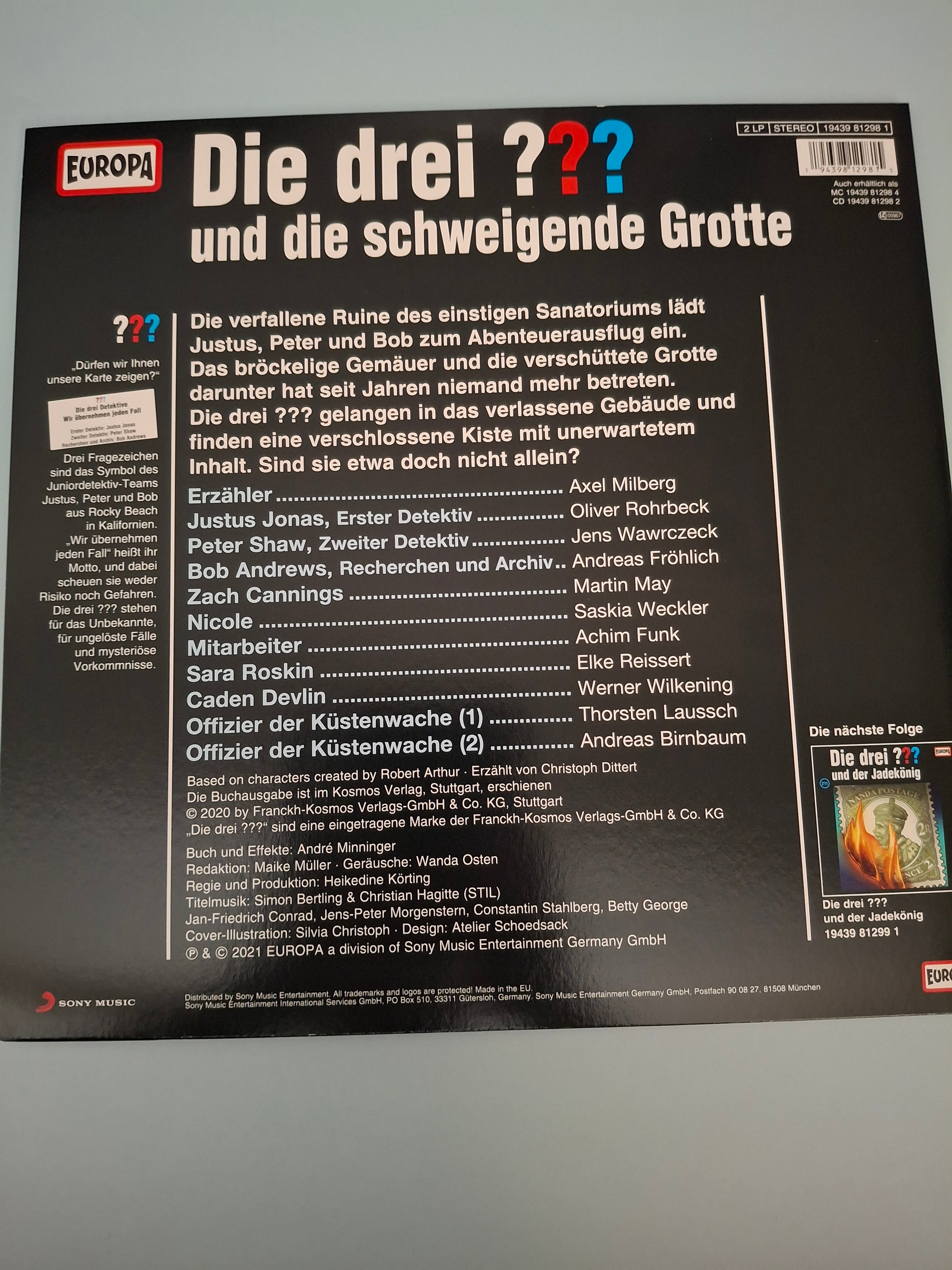 Die drei ??? und die schweigende Grotte 2LP Vinyl (2021, Europa 19439 81298 1)