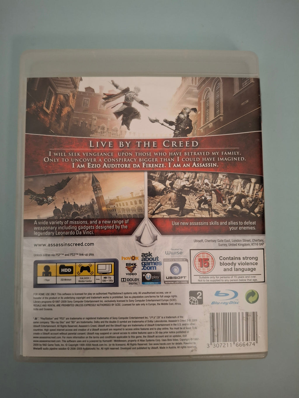 Assassin's Creed II PS3 Game (2009, Ubisoft BLES-00670)