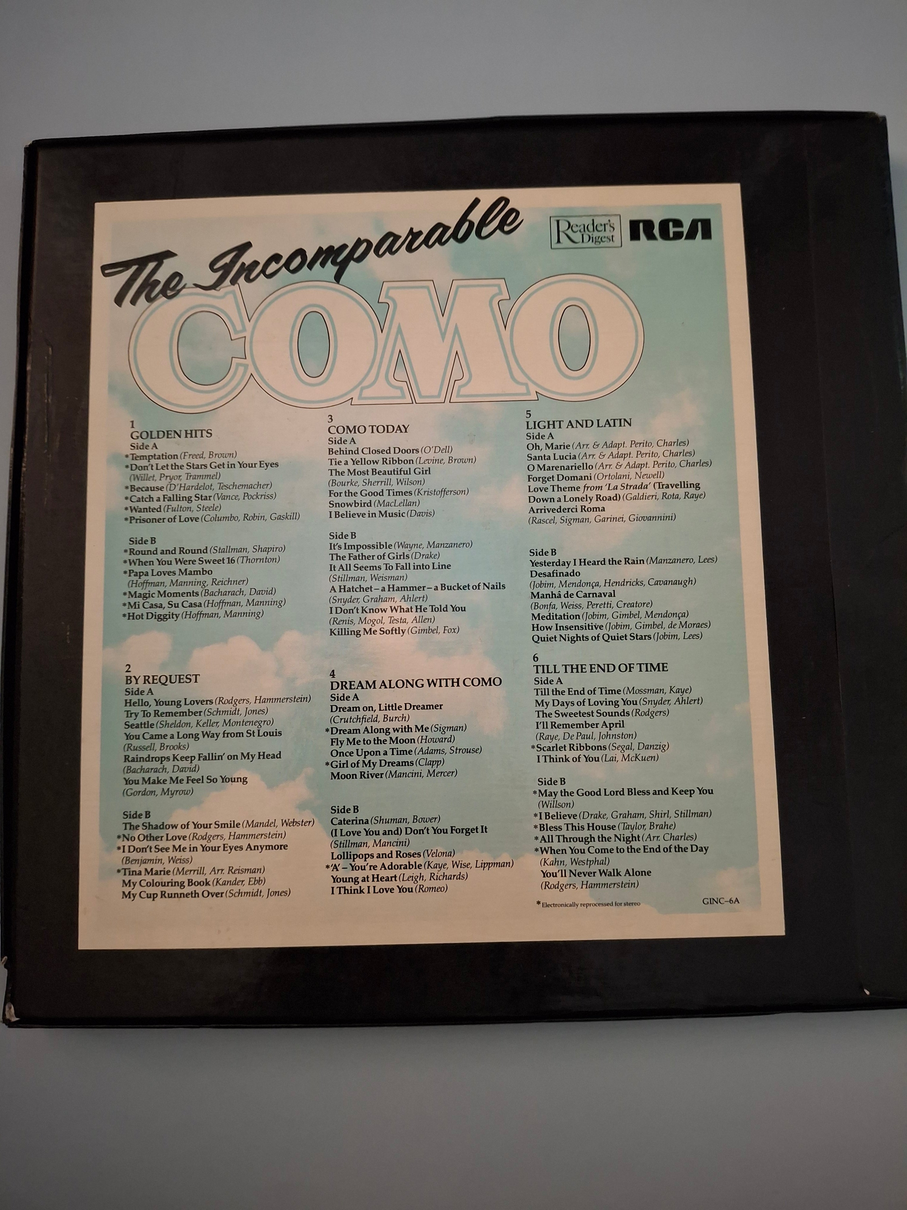 Perry Como - The Incomparable Como 1977 Reader's Digest 6xLP Vinyl Box Set GINC-6A