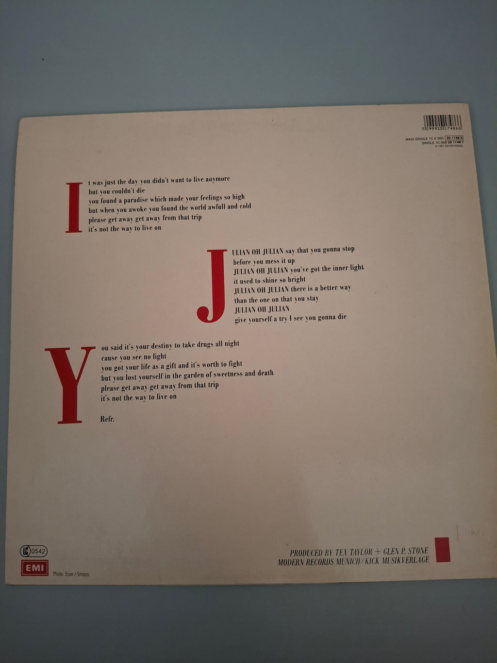 Mandy Winter - Julian Rare 12" Extended Maxi Single (German Import Pressing, 1987, EMI 1C 060-20 1748 6)