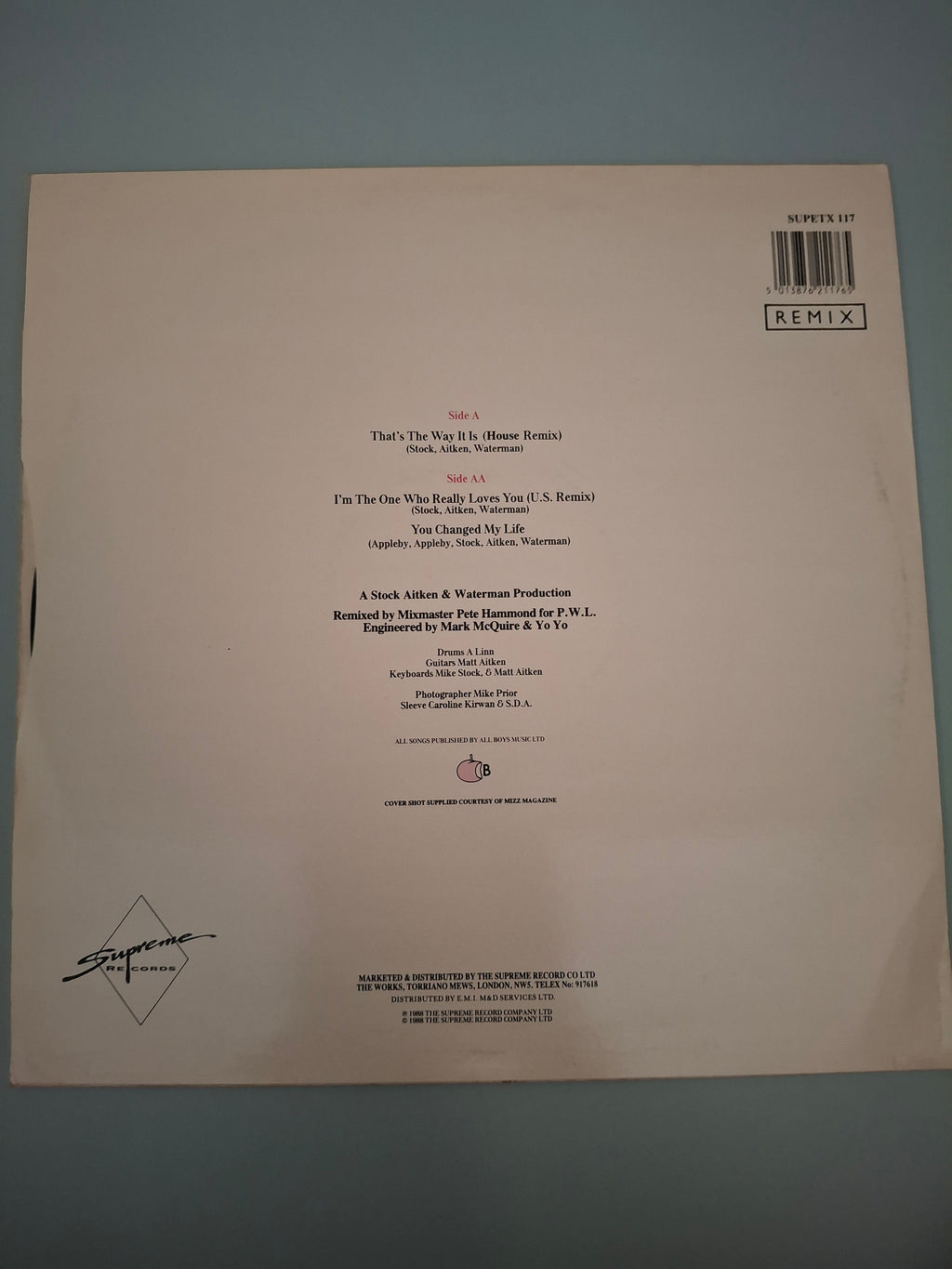 Mel & Kim - That's The Way It Is Rare 12" Remix Maxi Single (UK Pressing, 1988, Supreme Records SUPETX 117)
