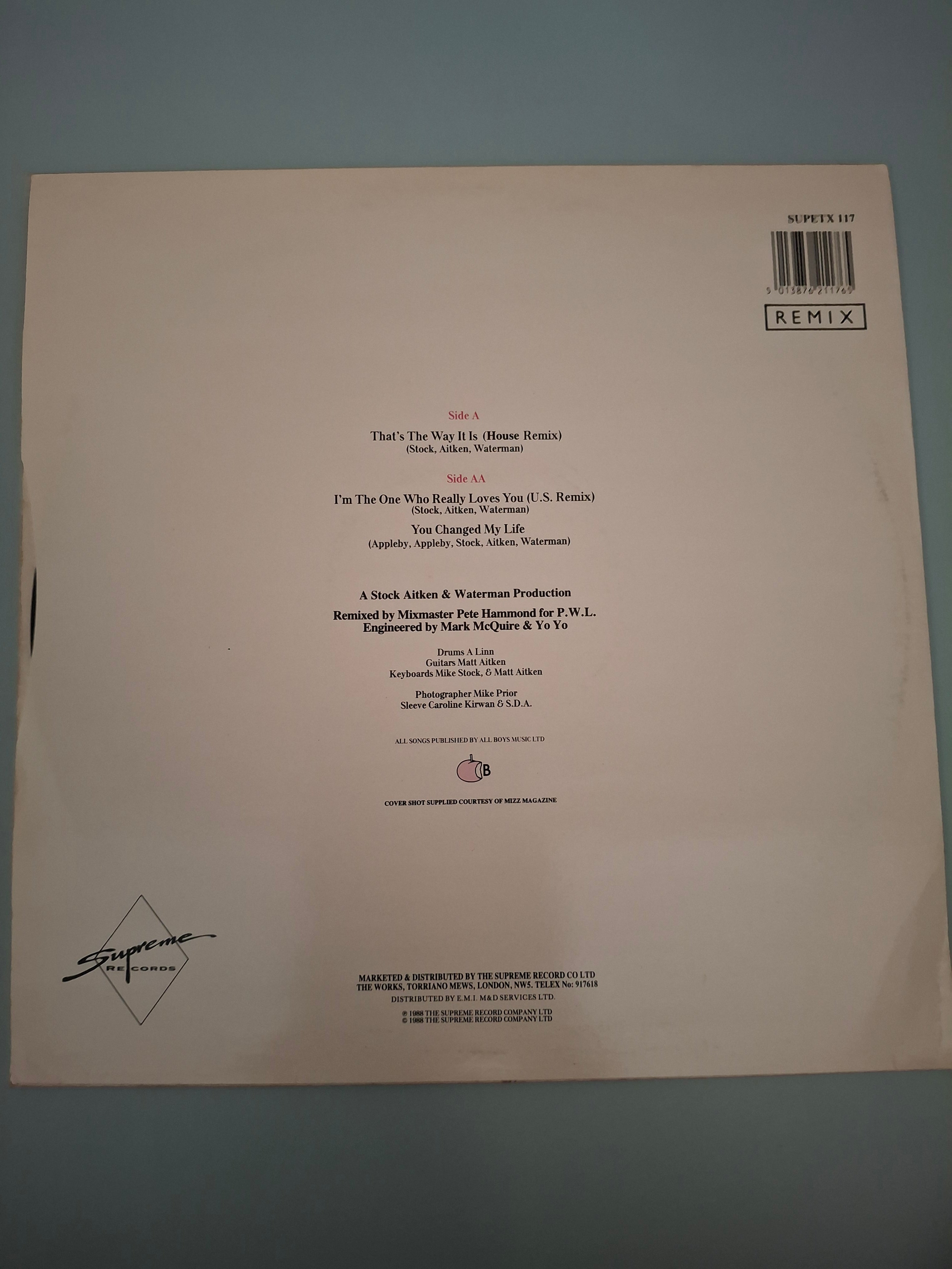 Mel & Kim - That's The Way It Is Rare 12" Remix Maxi Single (UK Pressing, 1988, Supreme Records SUPETX 117)