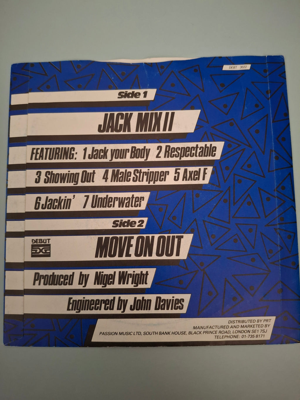 Mirage - Jack Mix II / Move On Out 7" Vinyl Single (UK Pressing, 1987, Debut Records DEBT 3022)
