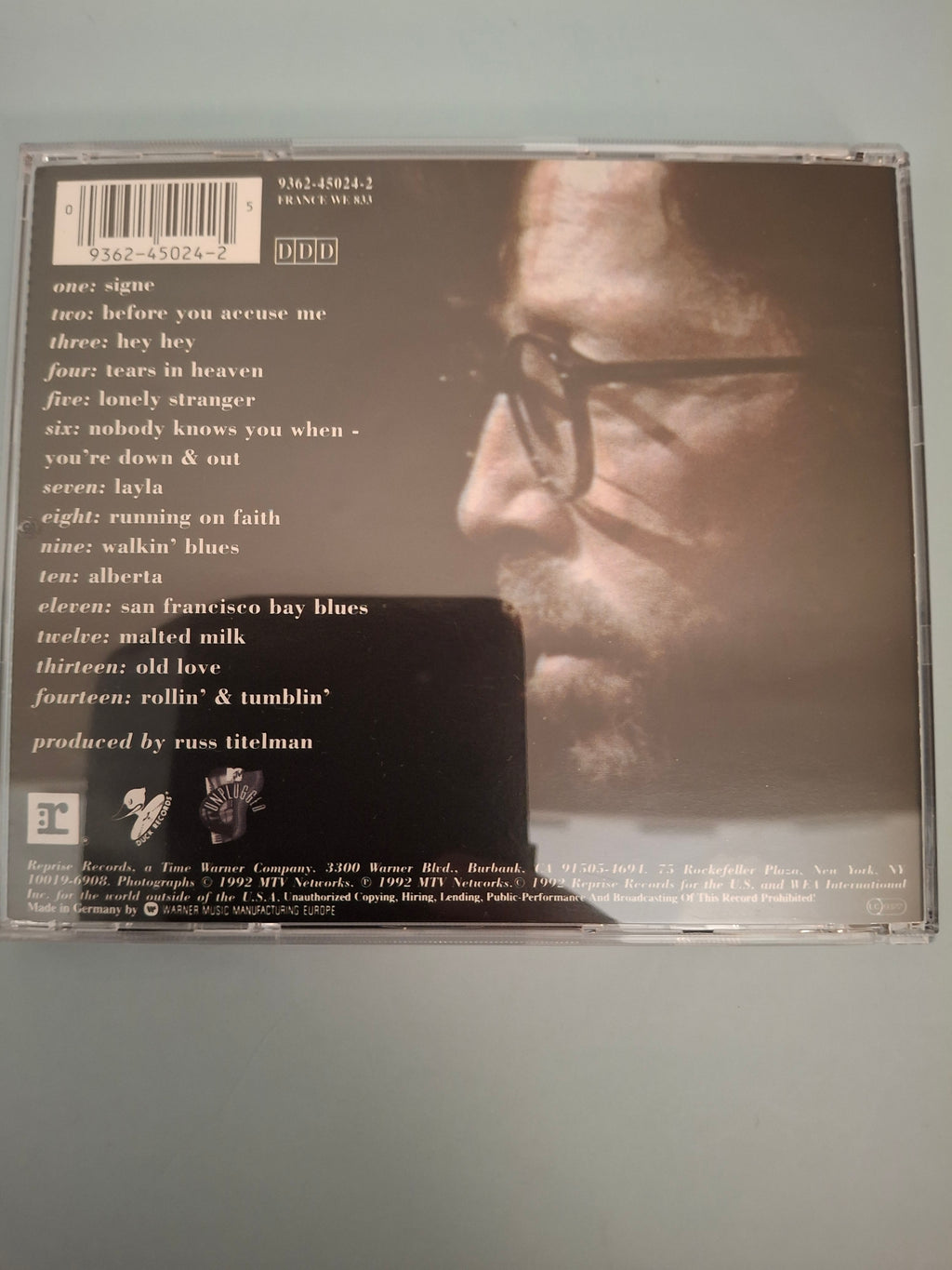 Eric Clapton - Unplugged Live Album (German CD Pressing, 1992, Duck / Reprise Records 9362-45024-2)